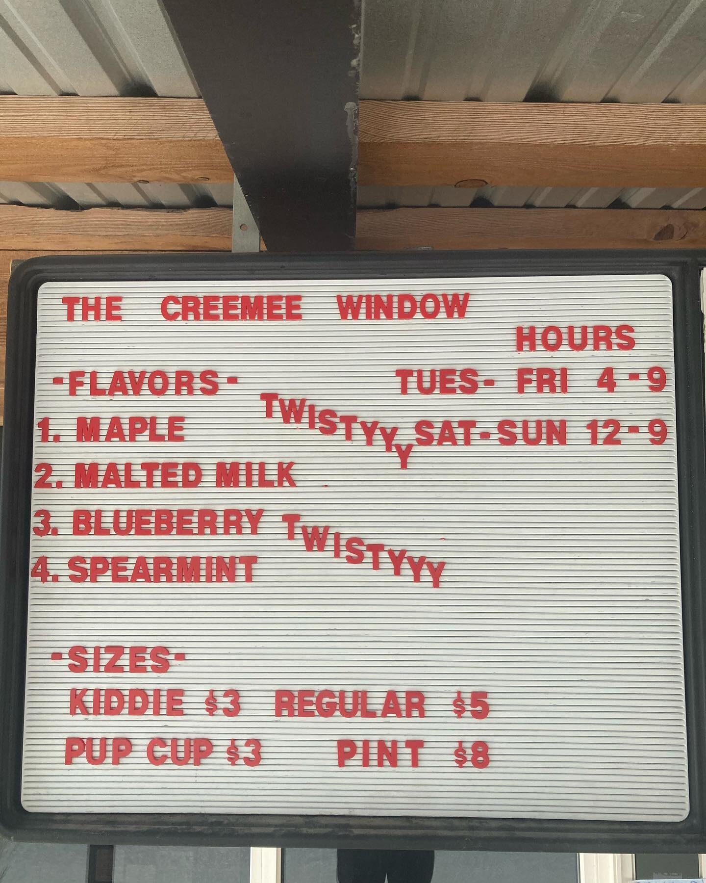 At this point just ignore the rain. This week we are featuring Maple paired with Malted Milk and Owl&rsquo;s Head  Farm Blueberry paired with local spearmint. Ivan is slinging from 4 to 9. 🍦❤️🌈
