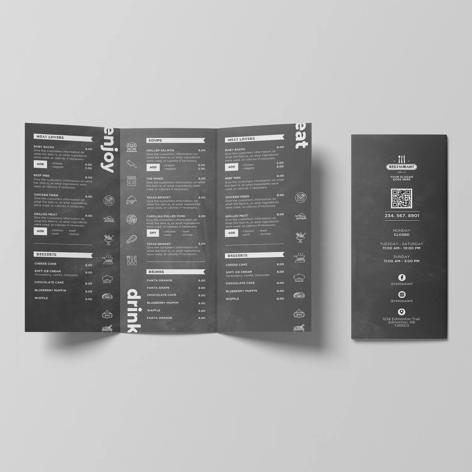 DIY dine-in food takeout to go menu Canva template — Ingenie Sally