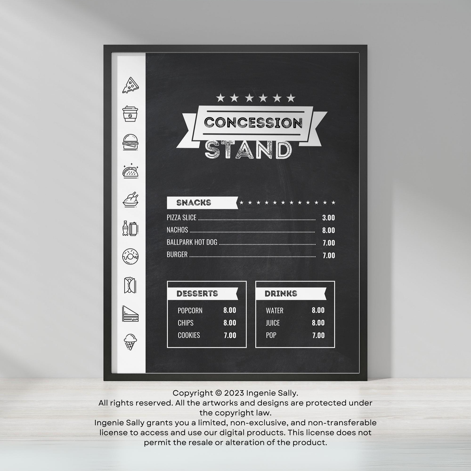 Printable Menu Board Canva Editable Template Chalkboard Theme — Ingenie ...