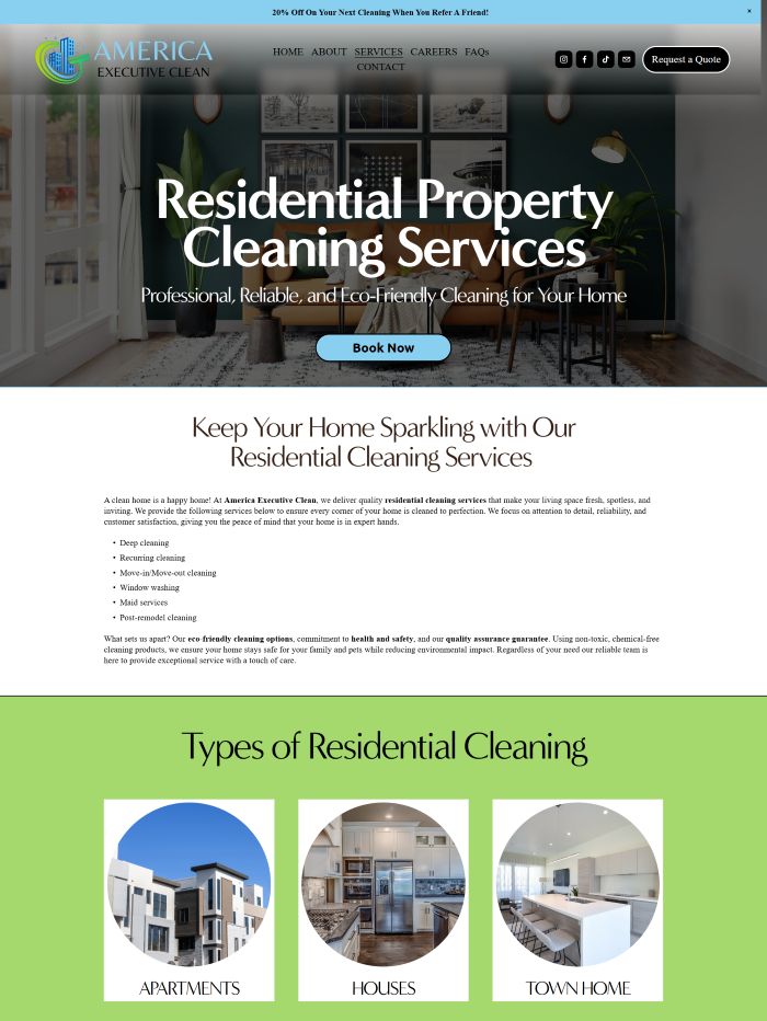 Residential Cleaning Website