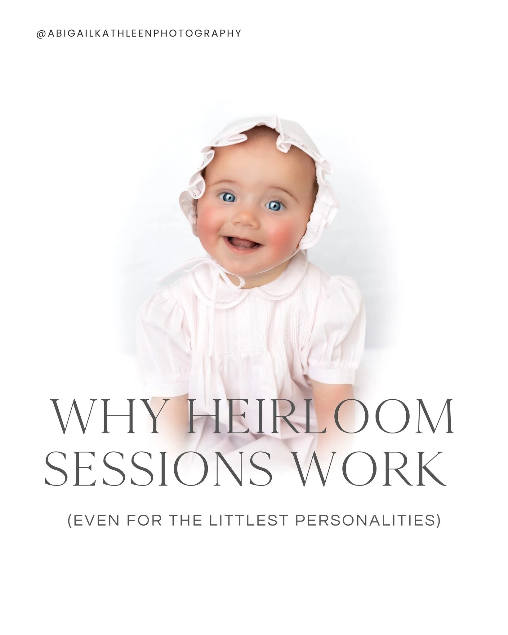 Heirloom sessions are designed to be simple, quick, and truly timeless 🤍

I shared more about why these sessions work so well (especially for little ones) over on the blog.

Go read it here:
https://www.abigailkathleenphotographyllc.com/journal/why-