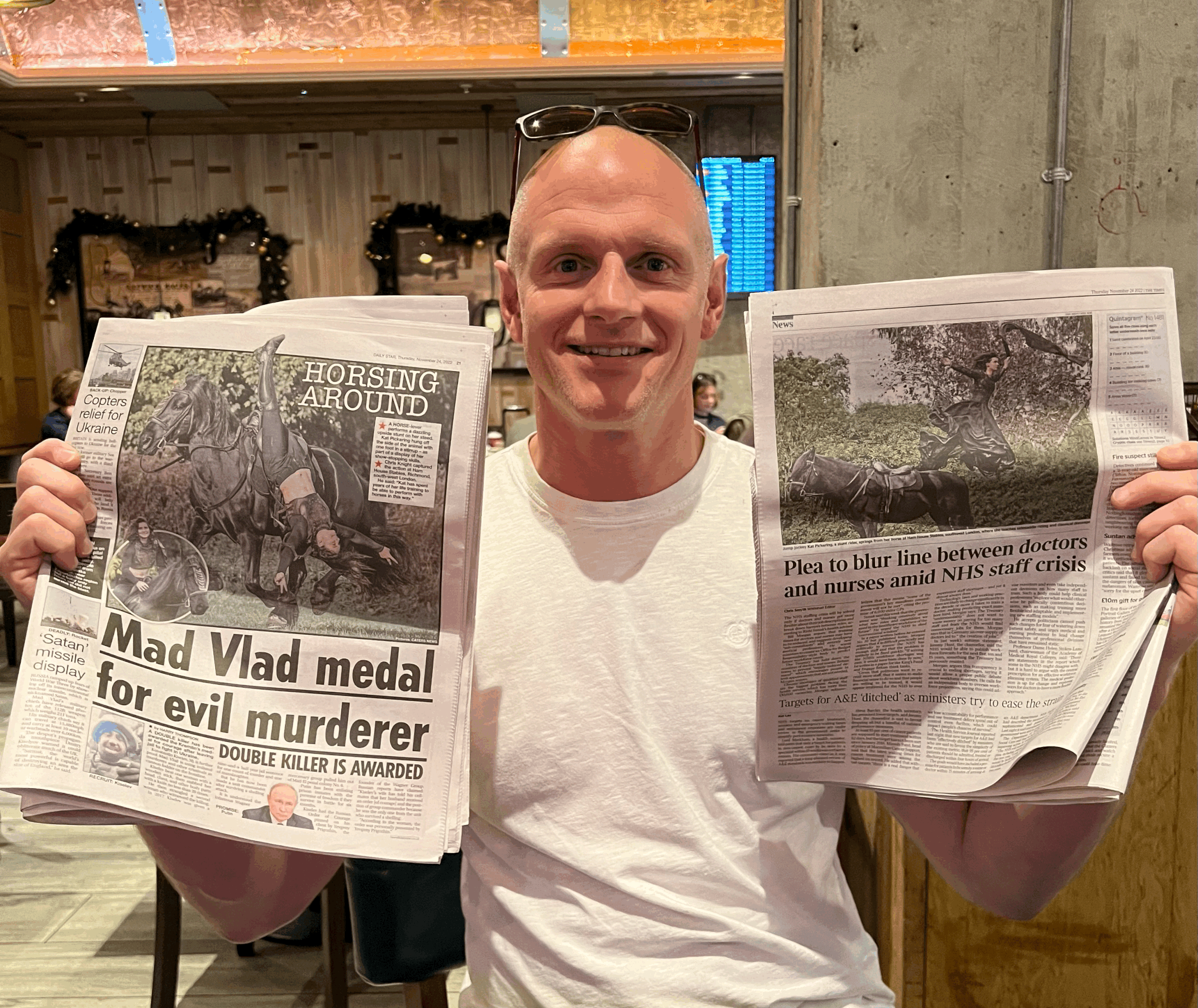 My horse stunt photos in the papers again!