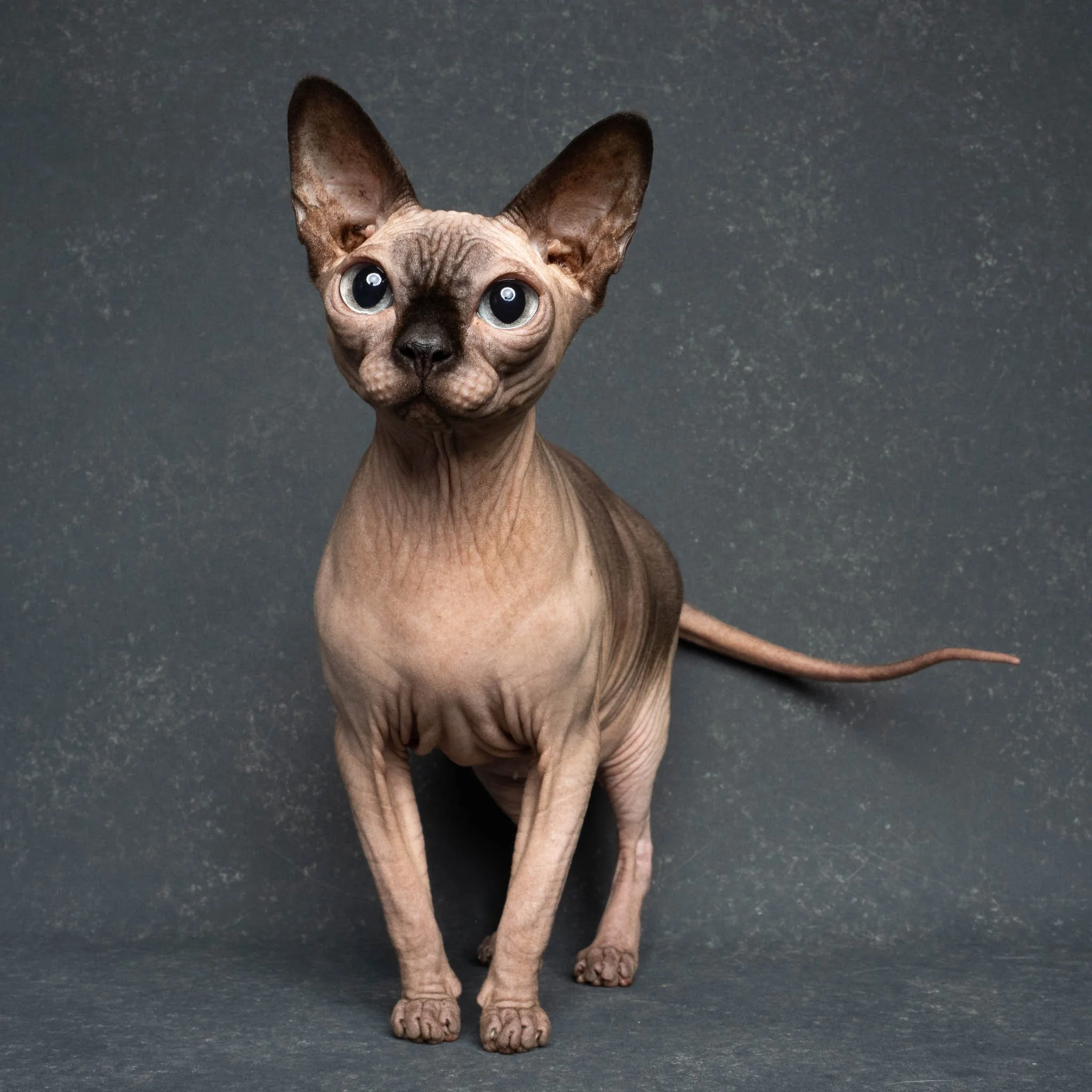 Professional portrait of a Sphynx cat at Felis Britannica Cat Show, captured by UK animal photographer Chris Knight of Knightpics Photography. Award-winning pedigree cat photographed in a live show environment.