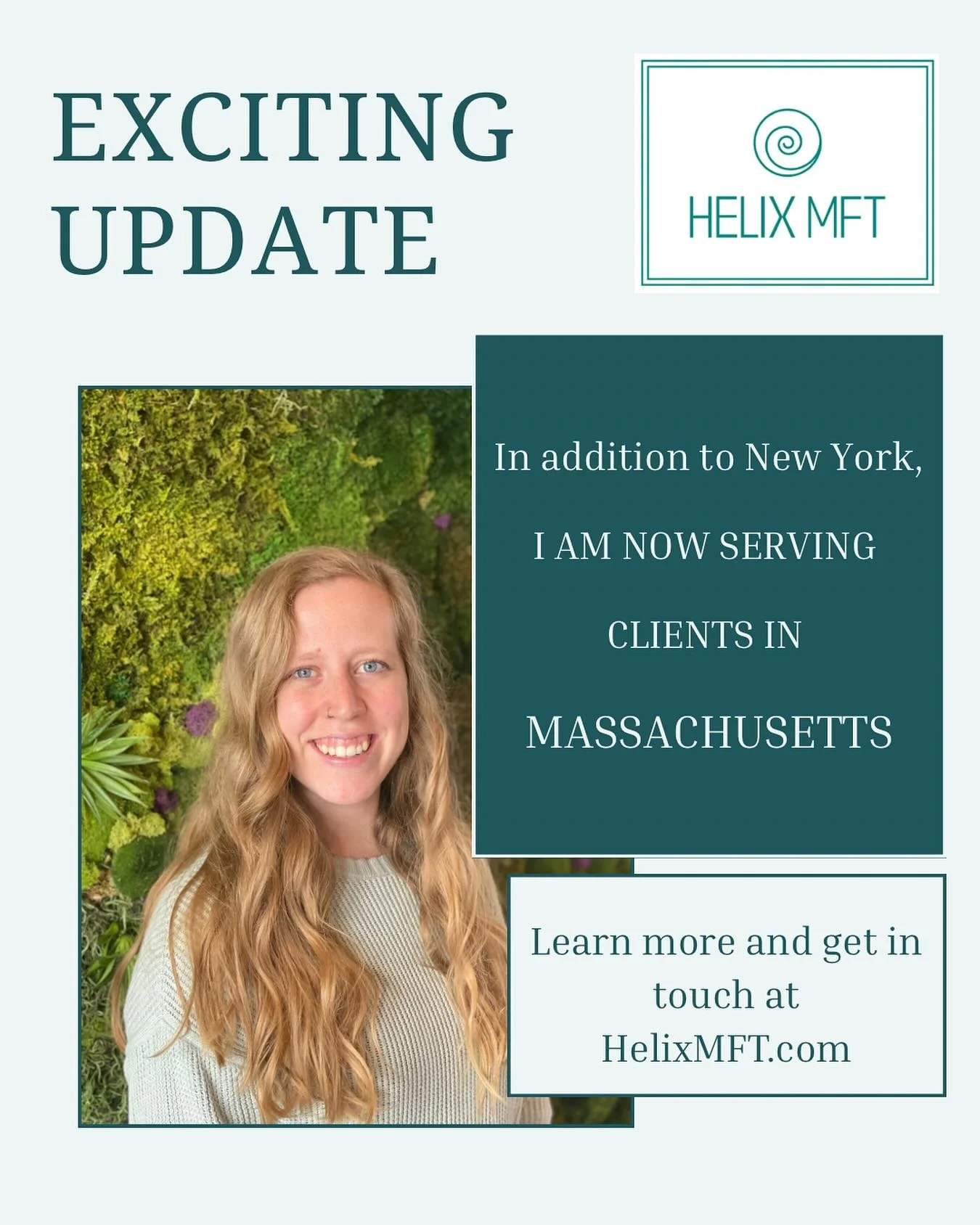 I am so excited to share that I am officially licensed in Massachusetts as a LMFT! Earning a license in another state allows me to serve even more folks and get them connected to services, which is such an honor! 
As a LMFT, I take a systemic approa