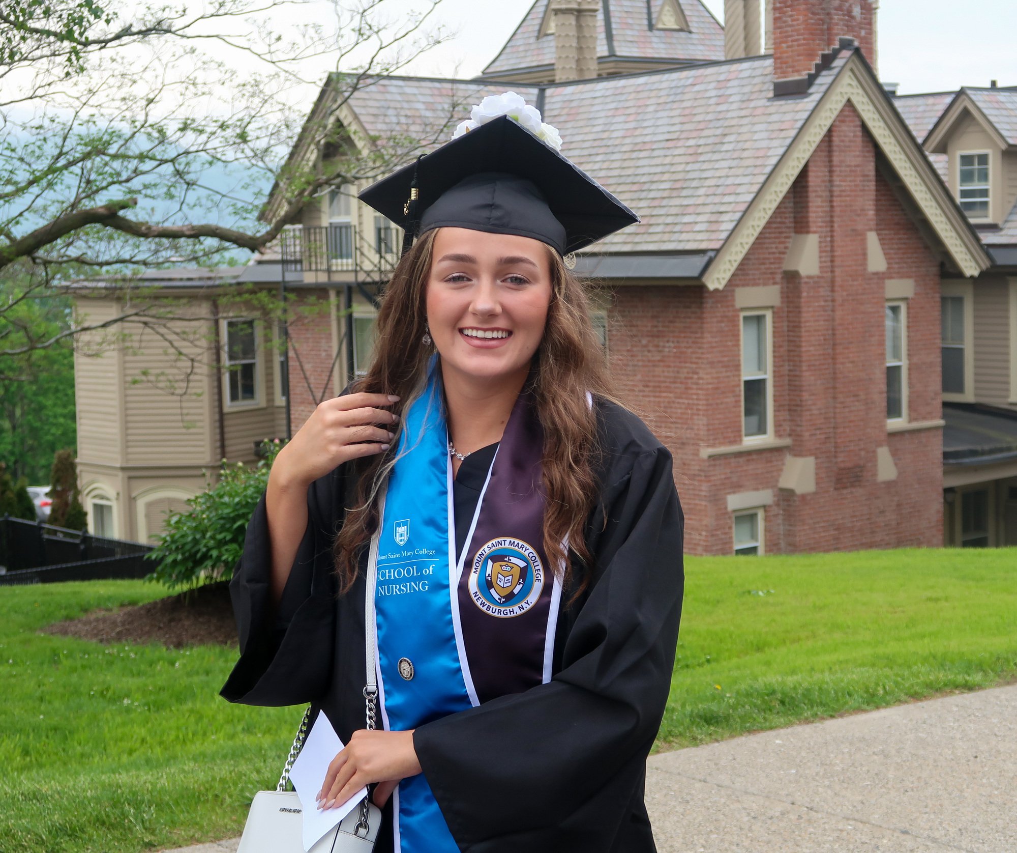 Caitlin Walsh, a Nursing major, was the last in the procession at the Mount’s Commencement ceremony on Saturday, May 17. 
