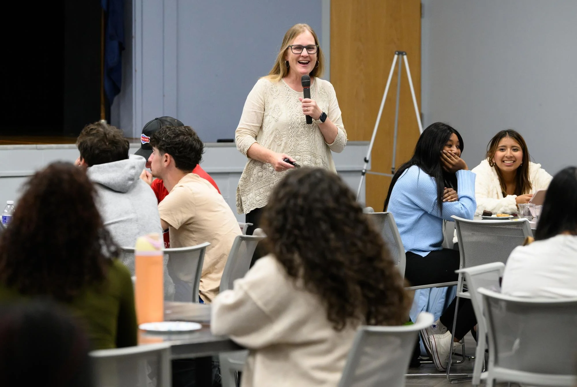   Ann Garrido, associate professor of Homiletics at the Aquinas Institute of Theology in St. Louis, Mo., leads a workshop for first-year students.  