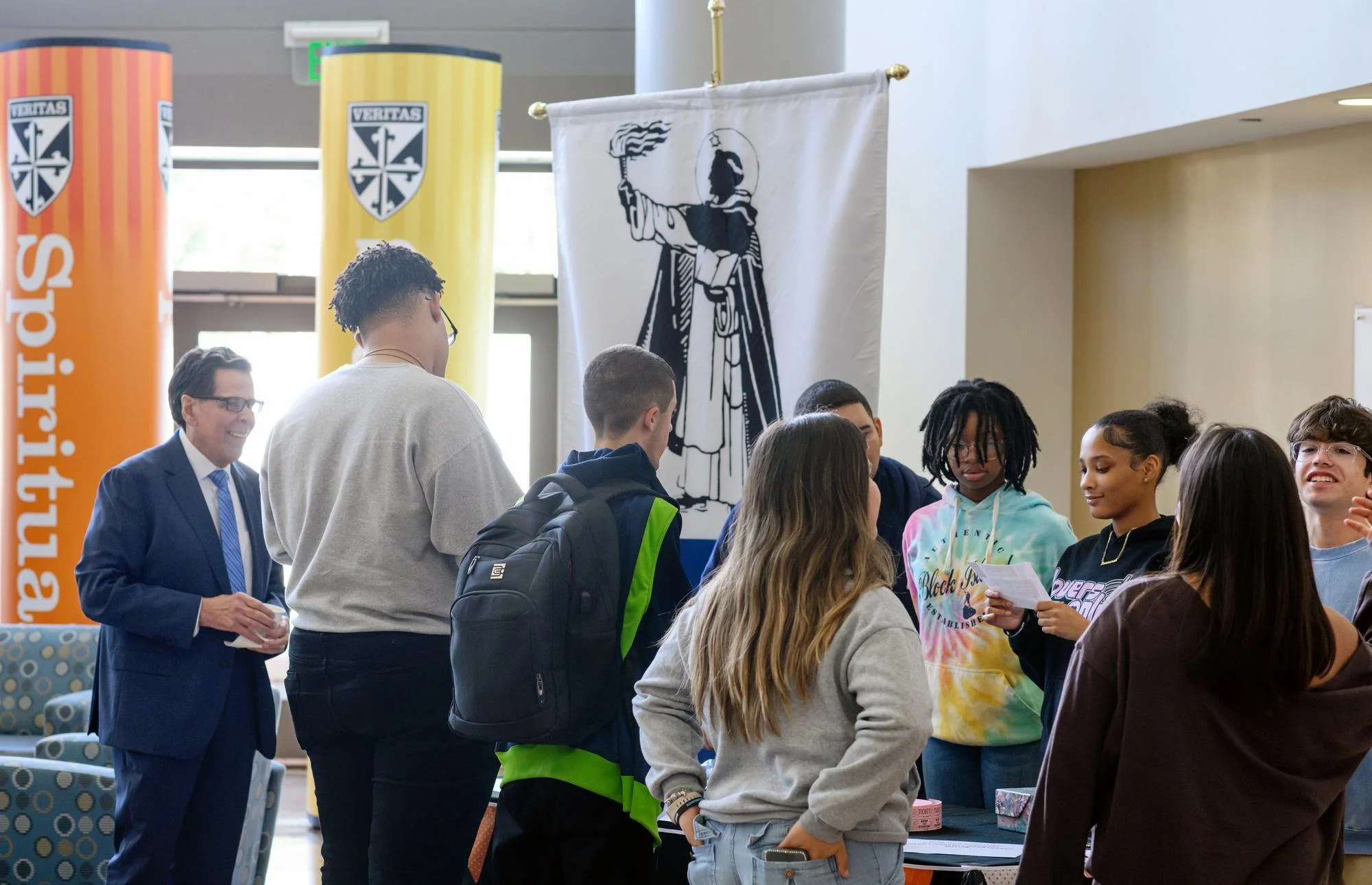   Students, faculty, and staff gather at the Founders Day reception.  