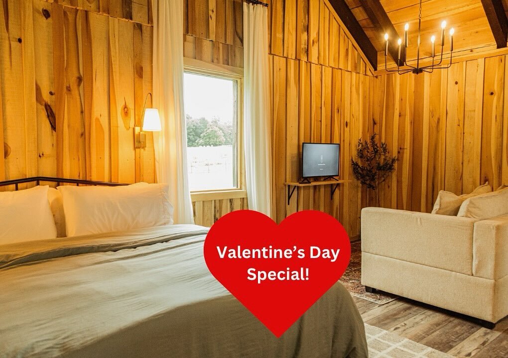 Looking for the perfect couples getaway? Love is in the air and we want to help you make it extra special! Book a 2 night stay in February and arrive to 2 locally raised grass fed steaks and a bottle of wine ❤️