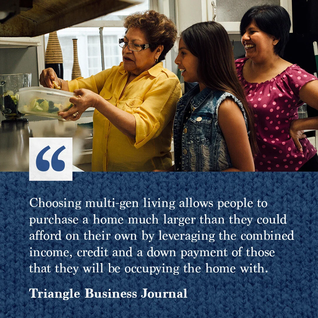 &quot;Multi-generational living is a great way to buy a larger home without breaking the bank, even today. By working with your loved ones to combine your resources together, you can afford a more spacious home that might have been out of reach other