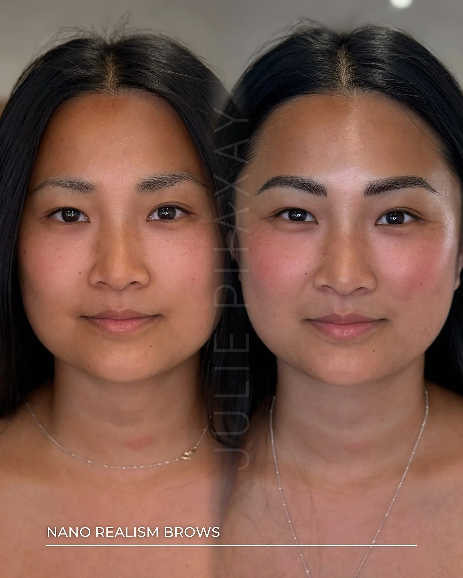 She already had beautiful full brows, so this was not about adding more. It was about refinement. A little more definition, a little more balance, and evening out some natural asymmetry she had always noticed.

Full brows like hers are my favorite to