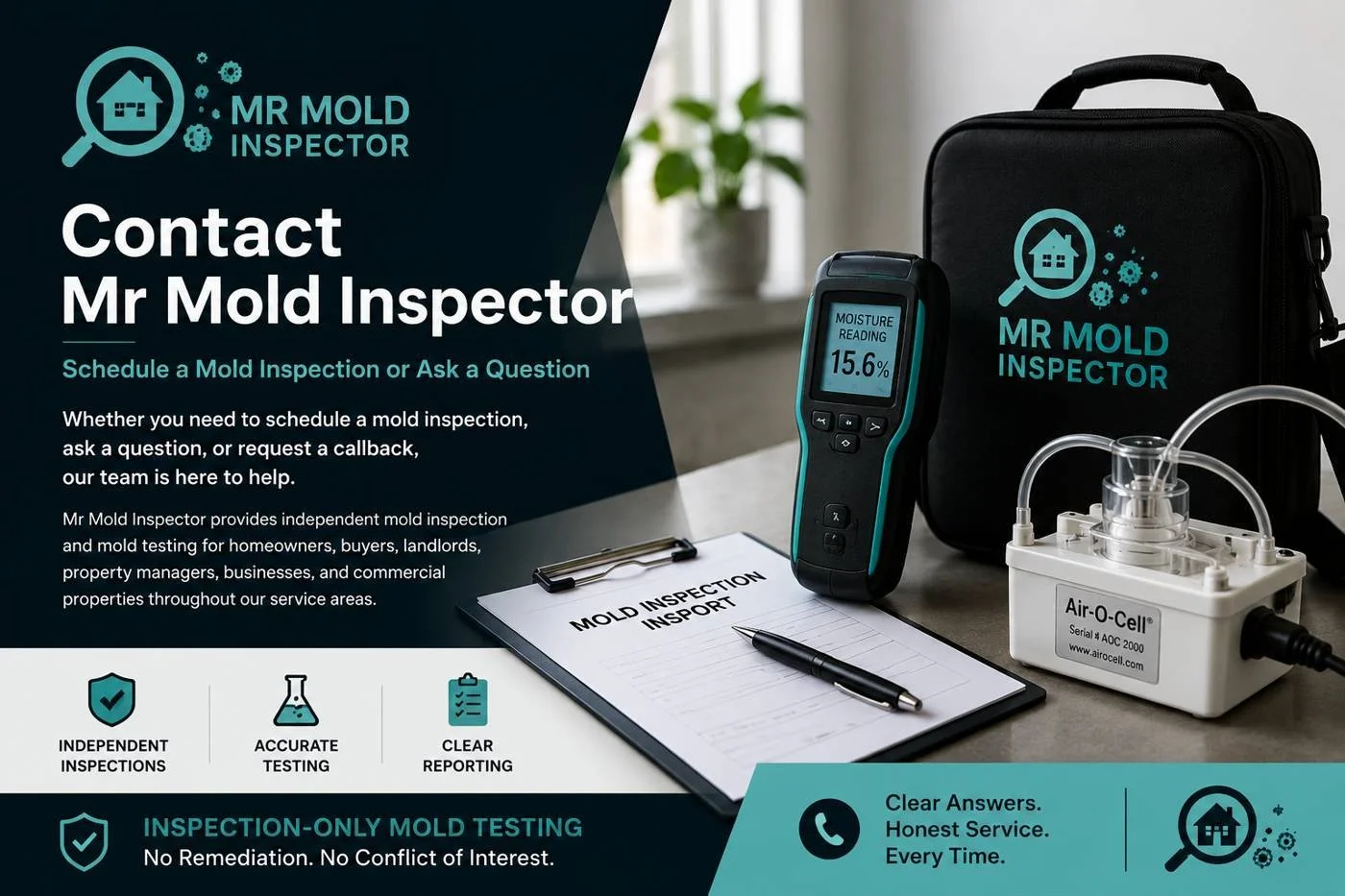 Mr Mold Inspector performing mold inspection and testing