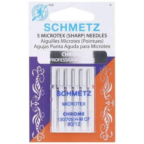 Schmetz Chrome Microtex Needle Pack of 5 size 80/12