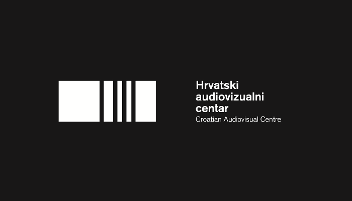 Logo of the Croatian Audiovisual Centre featuring three white vertical rectangles and white text on a black background.