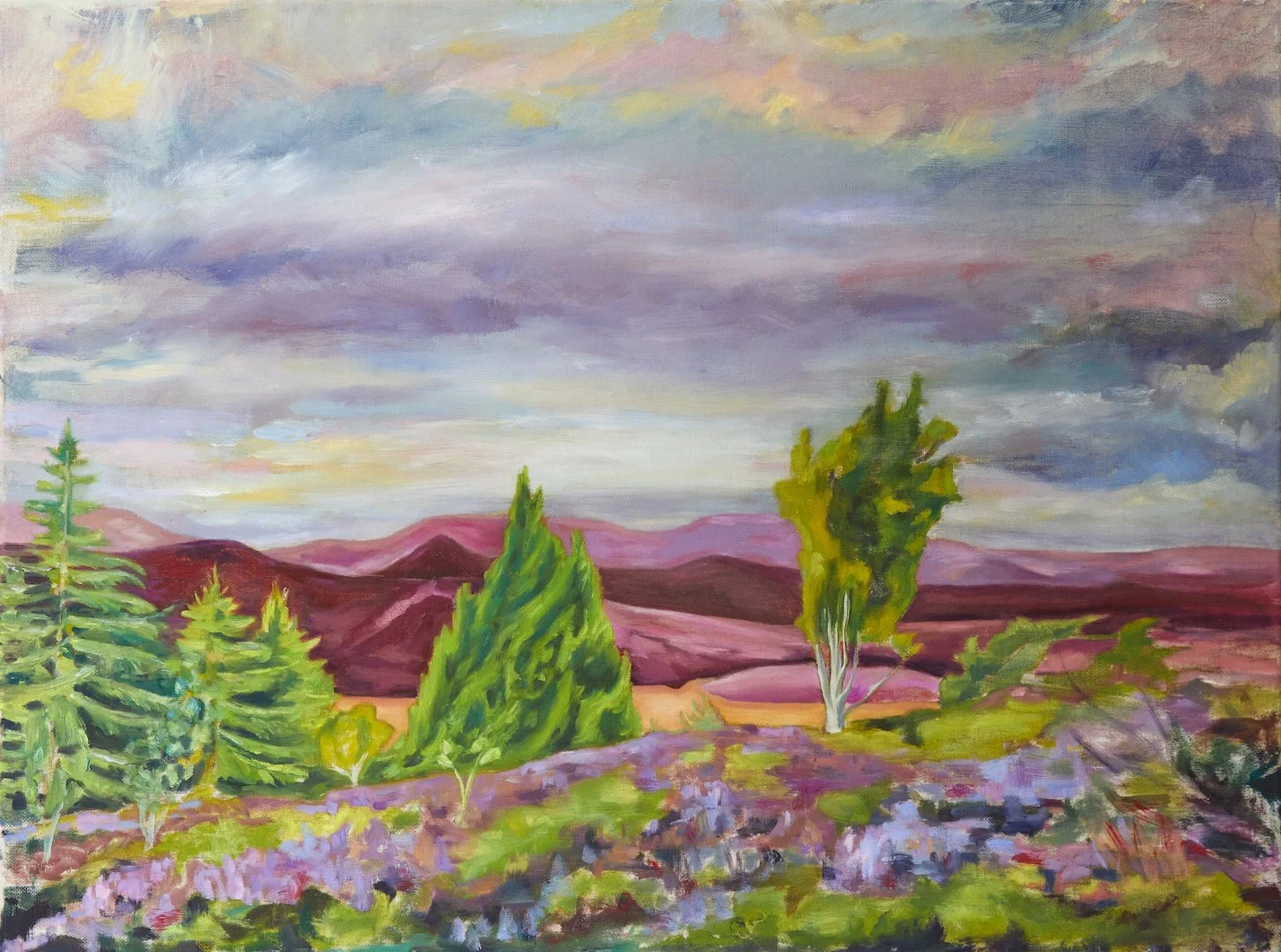 Lavender Hills on Lake District Hills. Oil on Linen. 60 x 80 cm. £1,650