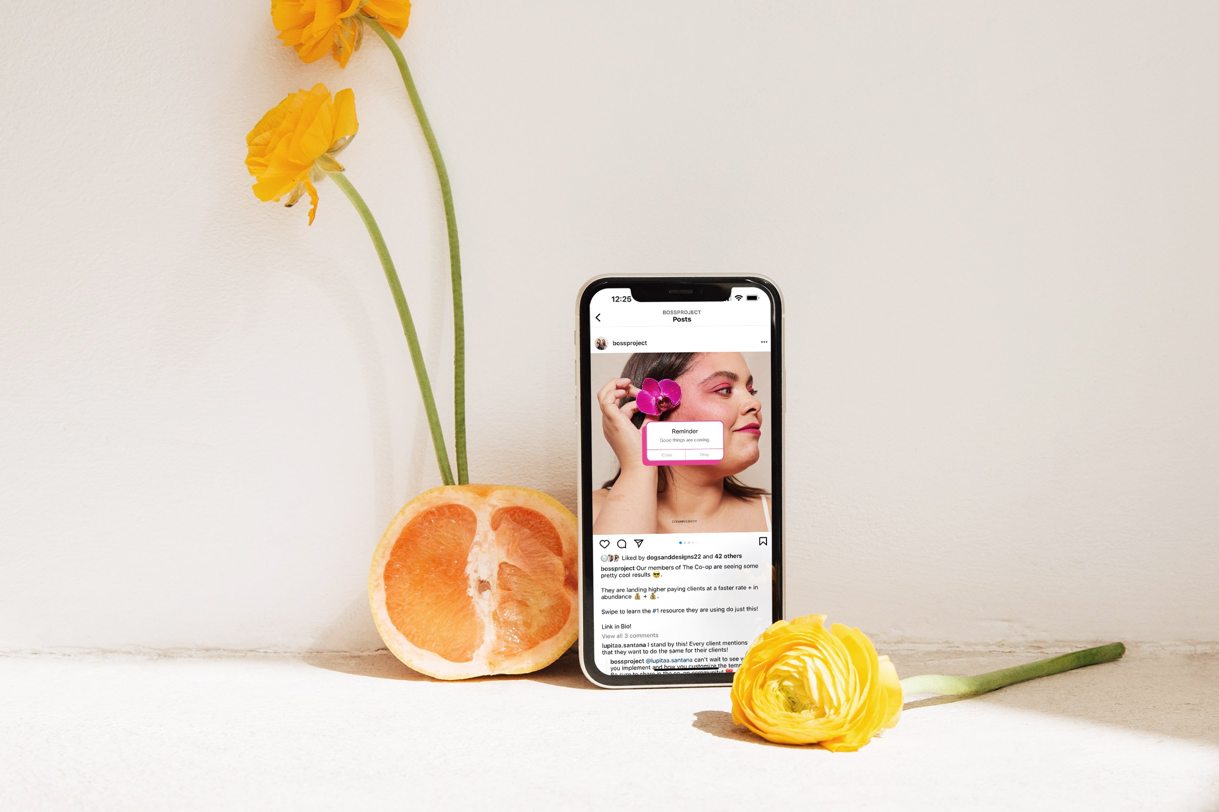 Instagram feed graphic on phone screen