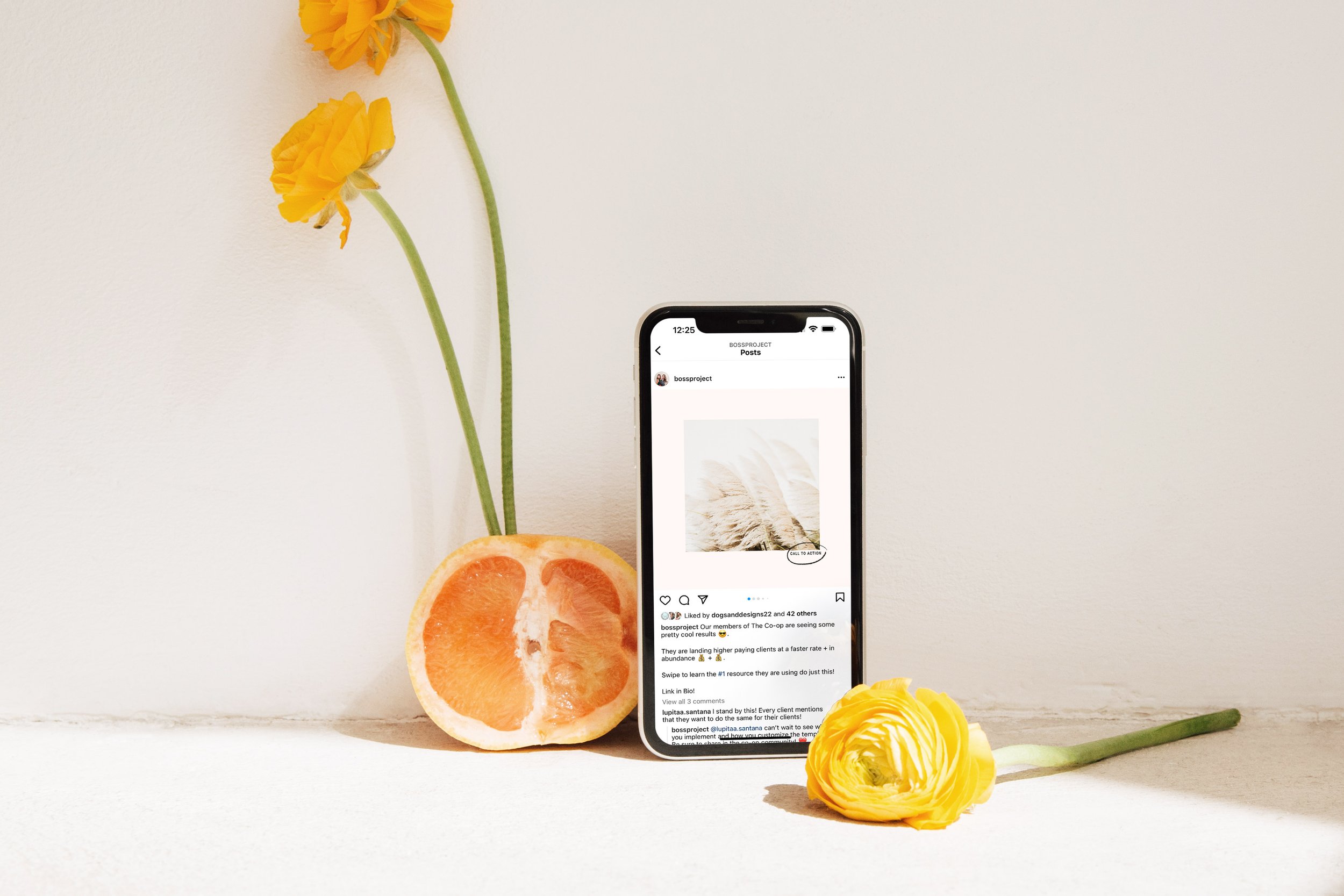 Soft social media graphic on phone screen