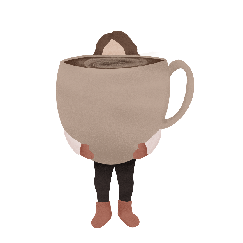 Illustration grand café dans les bras