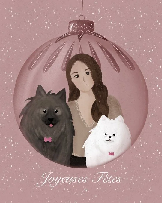 Illustration portrait chiens personne
