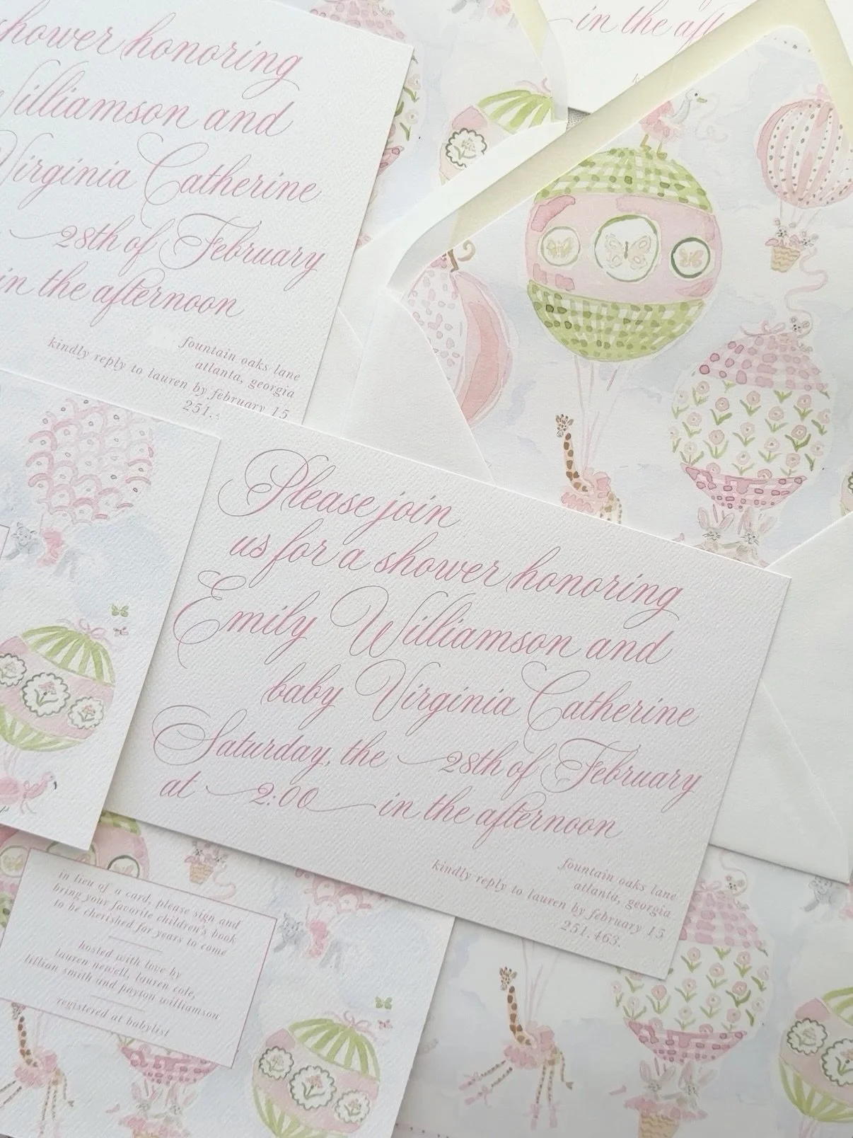 It&rsquo;s baby month! 🕊️💌🤍 we can&rsquo;t wait to meet you, Virginia Catherine! 

What a joy to be able to create my own baby shower invitations (thanks, @laurenlnewell 🤍) and what an honor to be able to use the sweetest menagerie watercolor art