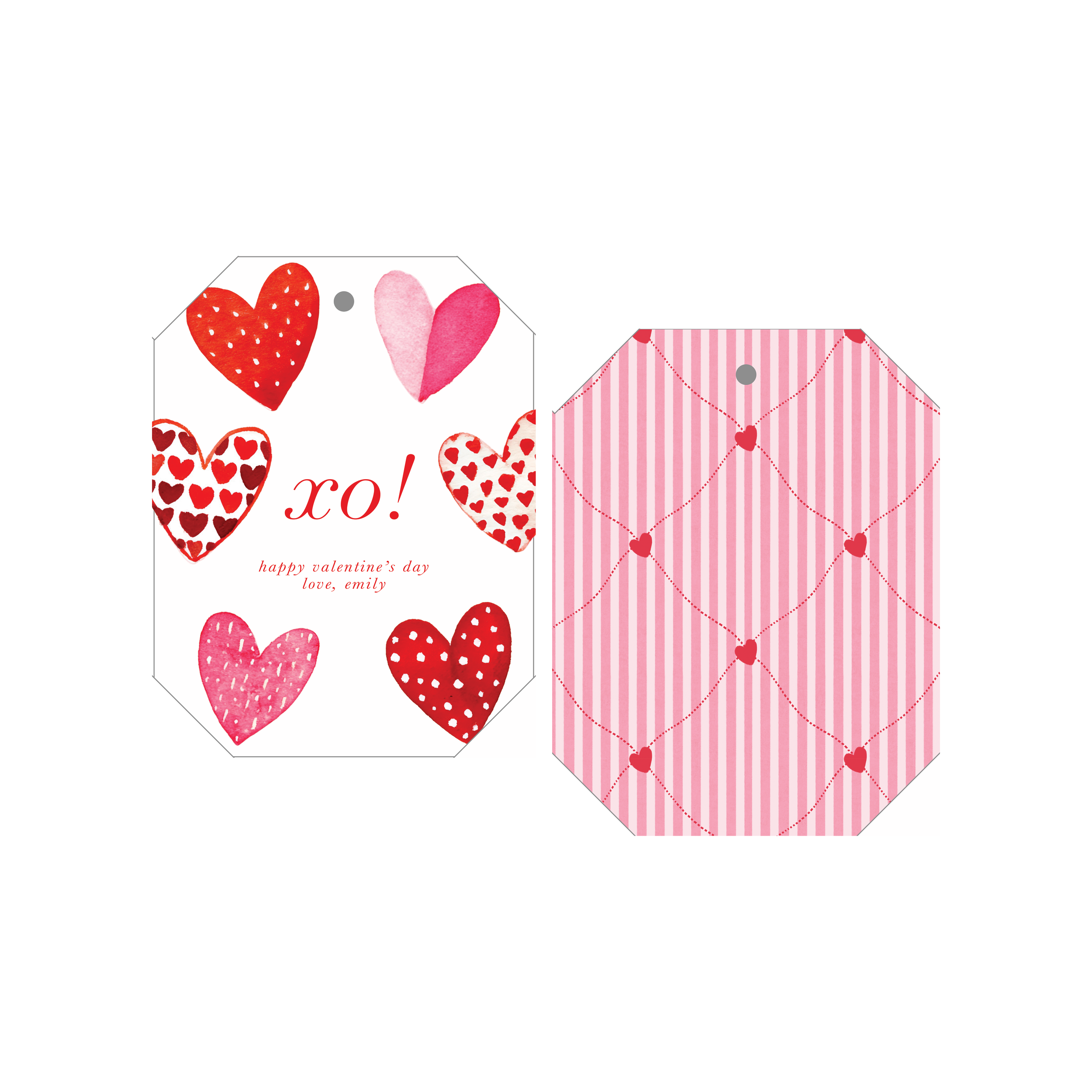 Watercolor Hearts Gift Tag