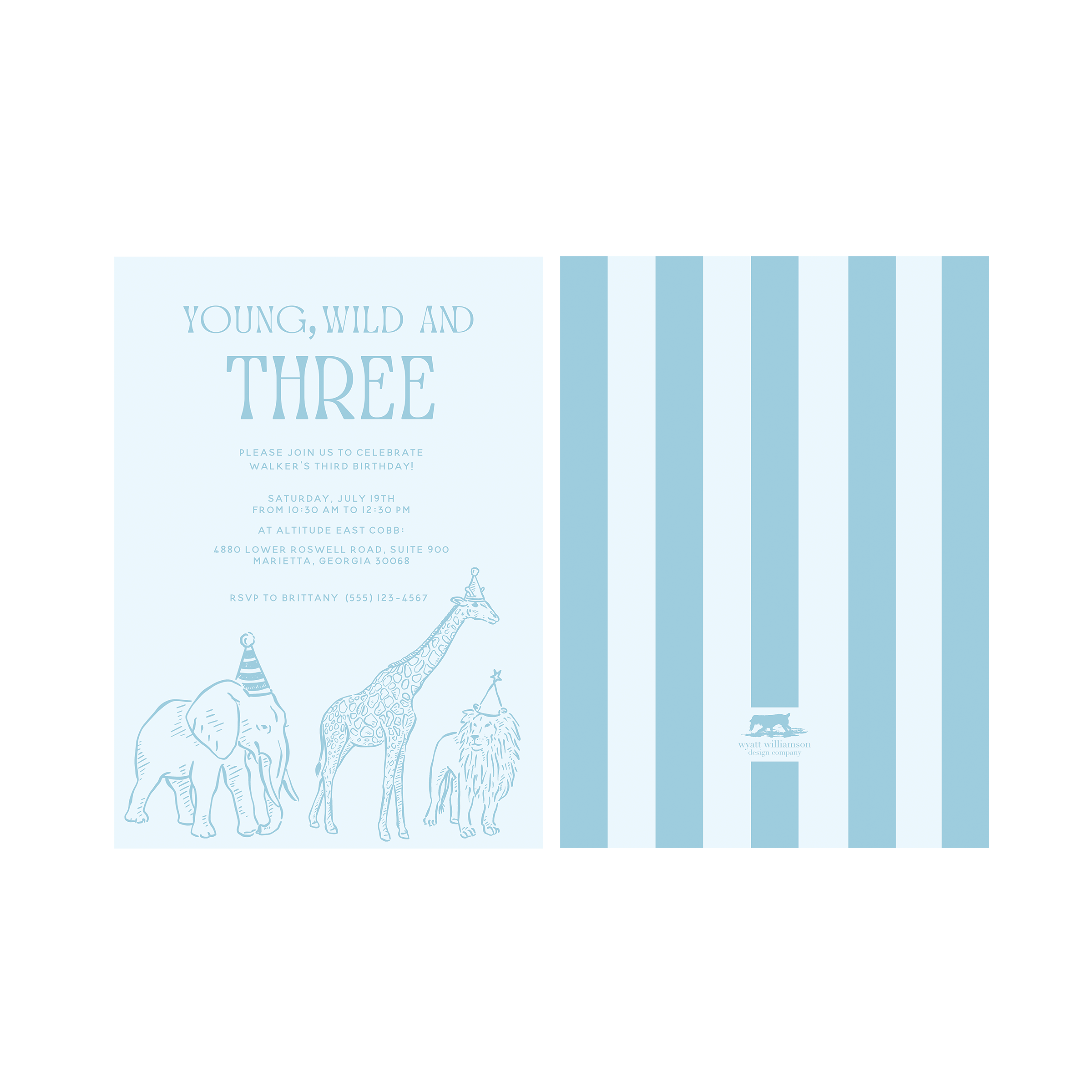 Young, Wild & Three Birthday Invitation