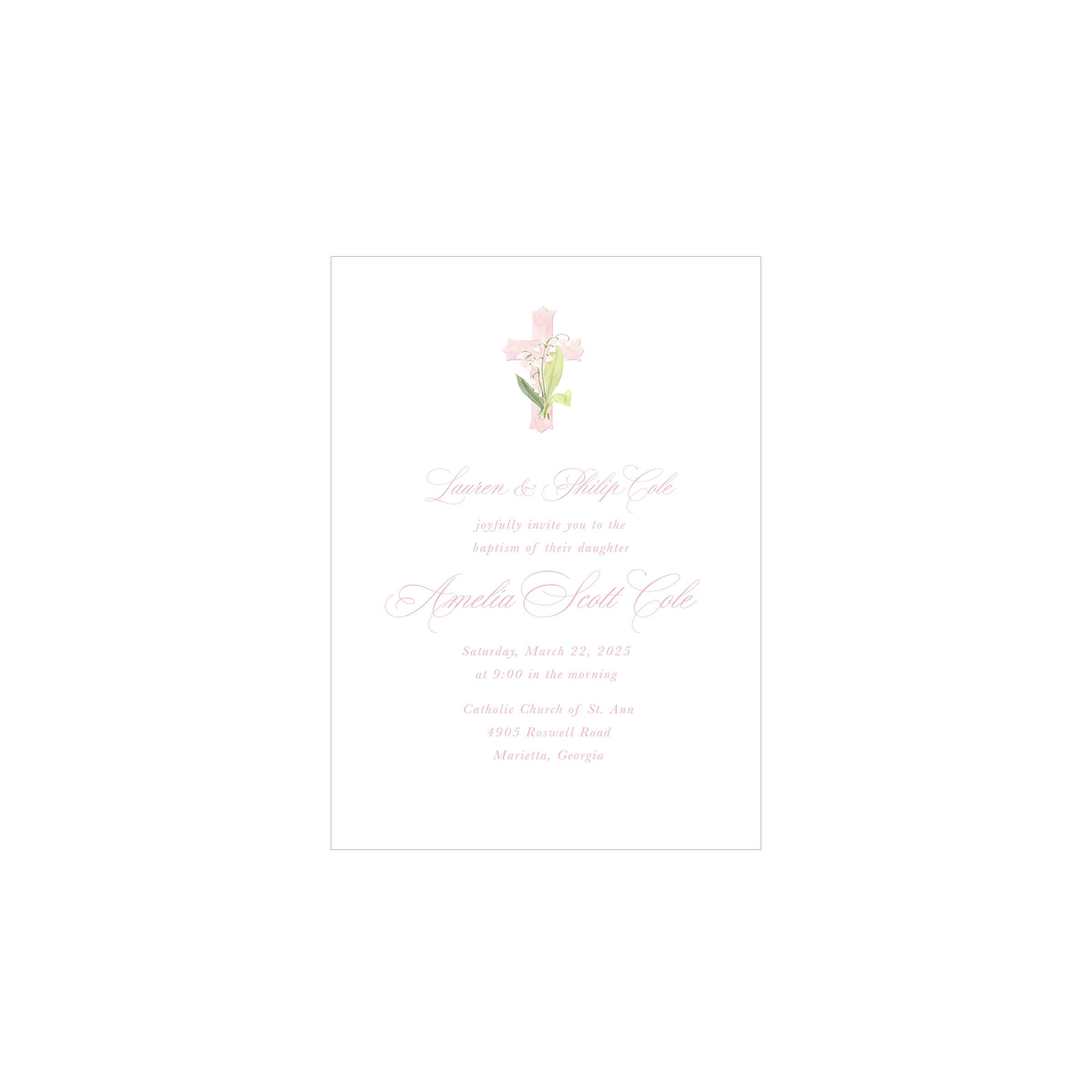 Watercolor Baptism Invitation