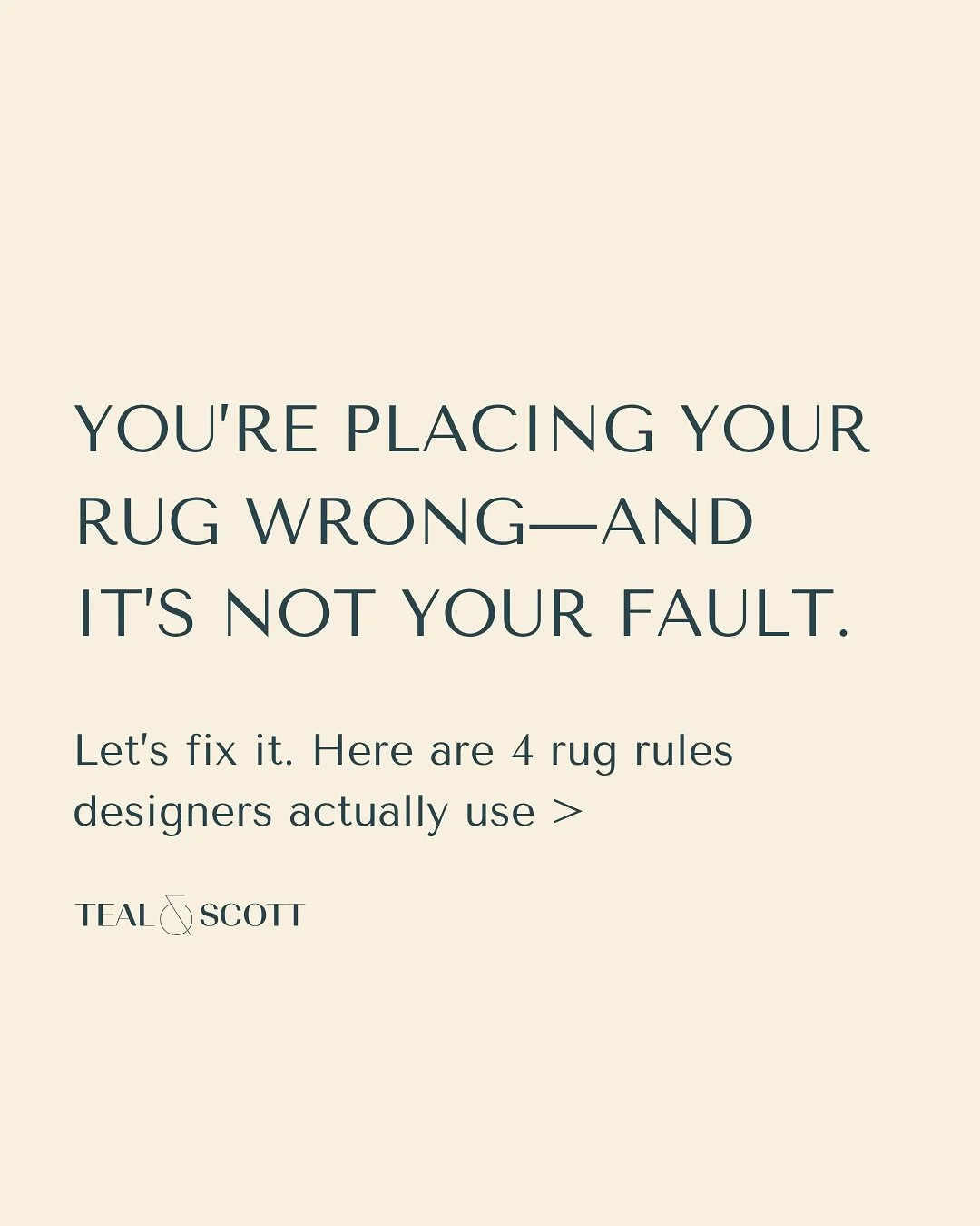 Most people are living with rugs that are way too small, the wrong material, or sliding all over the place. 💀

Here are 4 things we always tell our clients:
1️⃣ Size up&mdash;your rug should touch the furniture, not float in the middle.
2️⃣ Material