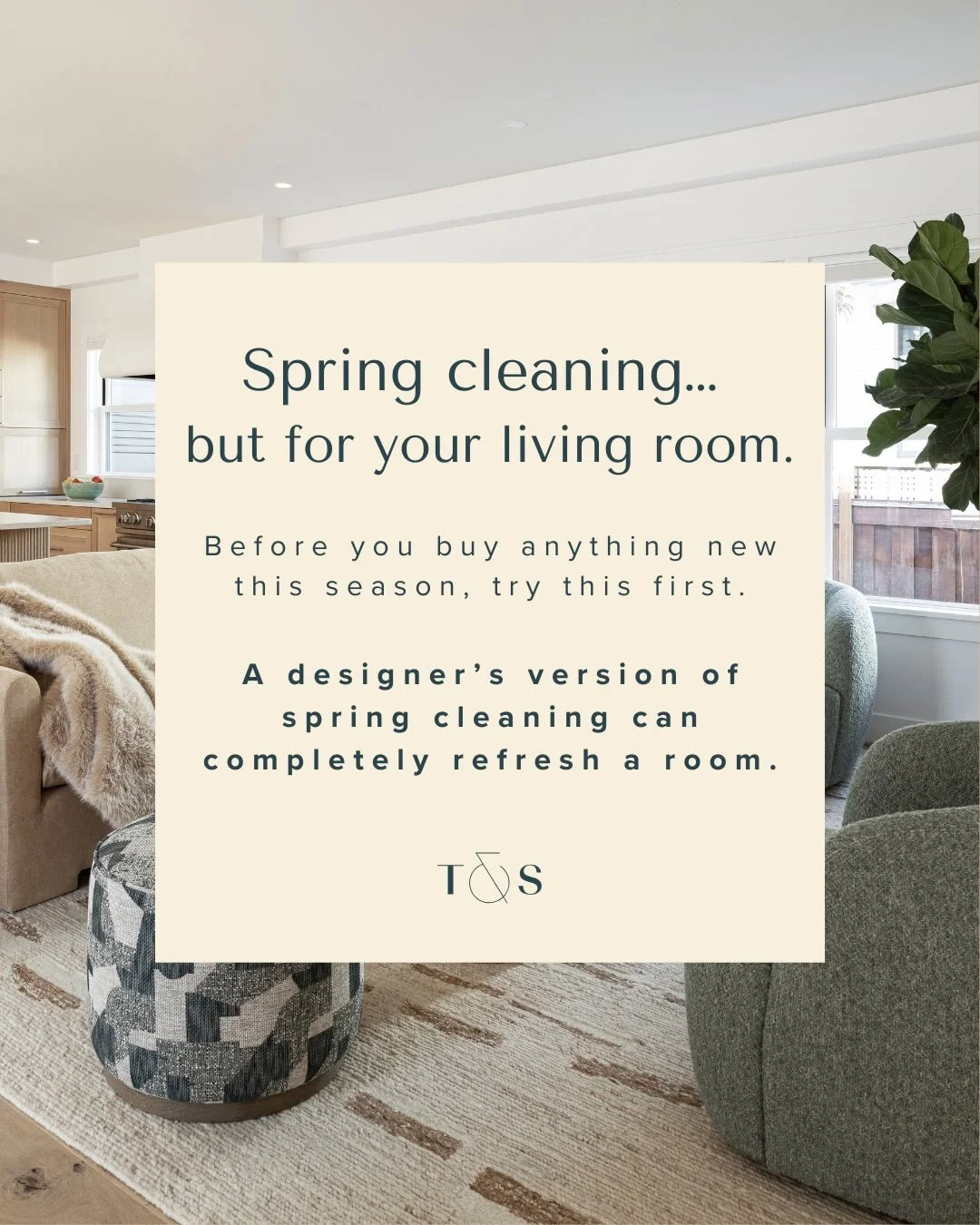 Spring cleaning&hellip; but make it designer-approved ✨

Before you run out and buy new pillows, a new rug, or a whole new coffee table, try this FIRST.

Most rooms don&rsquo;t need more stuff.

They need a little editing, rearranging, and actual cle