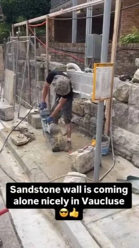 Vaucluse landscape construction included repairs to the front sandstone block wall and many other things