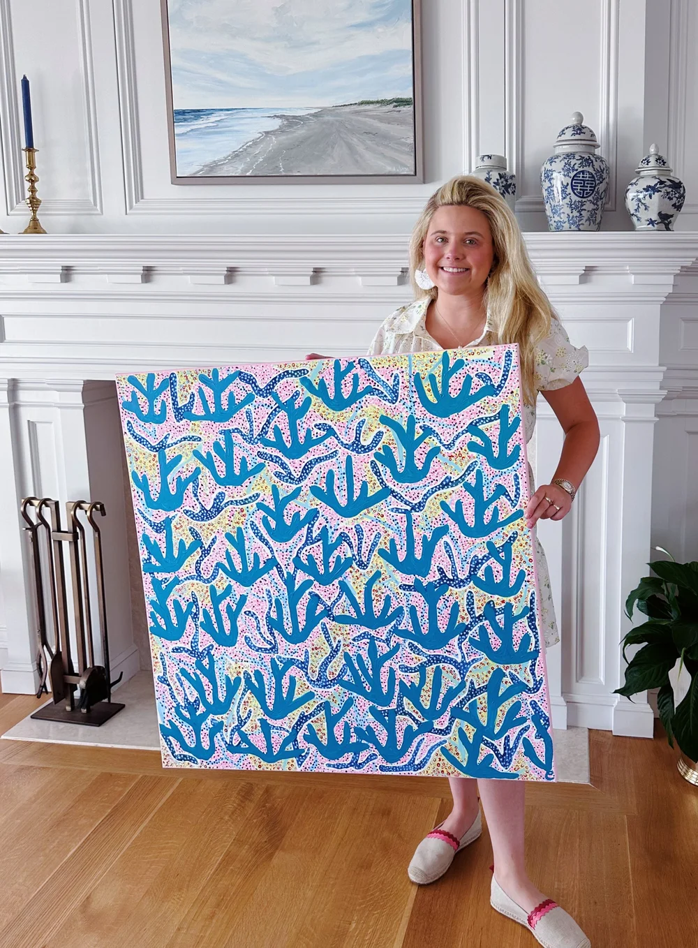 Coral Flow 36 x 36 Gallery Price — Artwork By C - Caroline Snyder