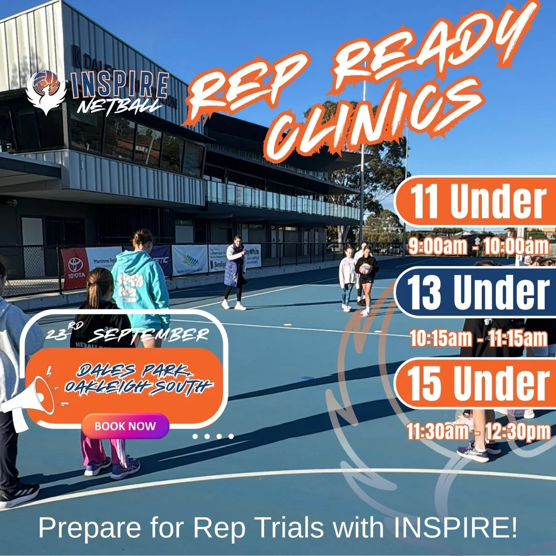 𝗥𝗘𝗣 𝗥𝗘𝗔𝗗𝗬 𝗖𝗟𝗜𝗡𝗜𝗖𝗦 - THIS SEPTEMBER 🏐

Join us this September School Holidays for our Rep Ready clinics at Oakleigh South.

𝗟𝗶𝗺𝗶𝘁𝗲𝗱 𝘁𝗼 𝟮𝟬 𝗽𝗹𝗮𝗰𝗲𝘀 each age group so be quick!

𝘙𝘦𝘨𝘪𝘴𝘵𝘦𝘳 𝘏𝘦𝘳𝘦: https://go.