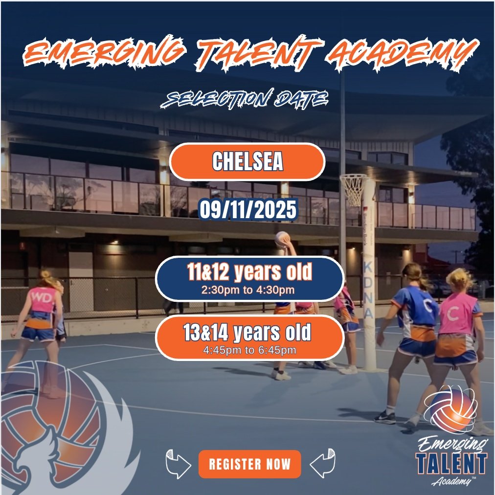 Calling all athletes in the 𝗩𝗜𝗖 - 𝗦𝗢𝗨𝗧𝗛 𝗘𝗔𝗦𝗧 area! 
✅ Mornington Peninsula
✅ Chelsea
✅ Mordialloc
✅ Cranbourne
Our Emerging Talent Academy registrations for our 2026 program in 𝗖𝗵𝗲𝗹𝘀𝗲𝗮 are Open! 🏐✨‼️
𝗗𝗮𝘁𝗲: 𝟵𝘁𝗵 𝗡𝗼𝘃𝗲𝗺