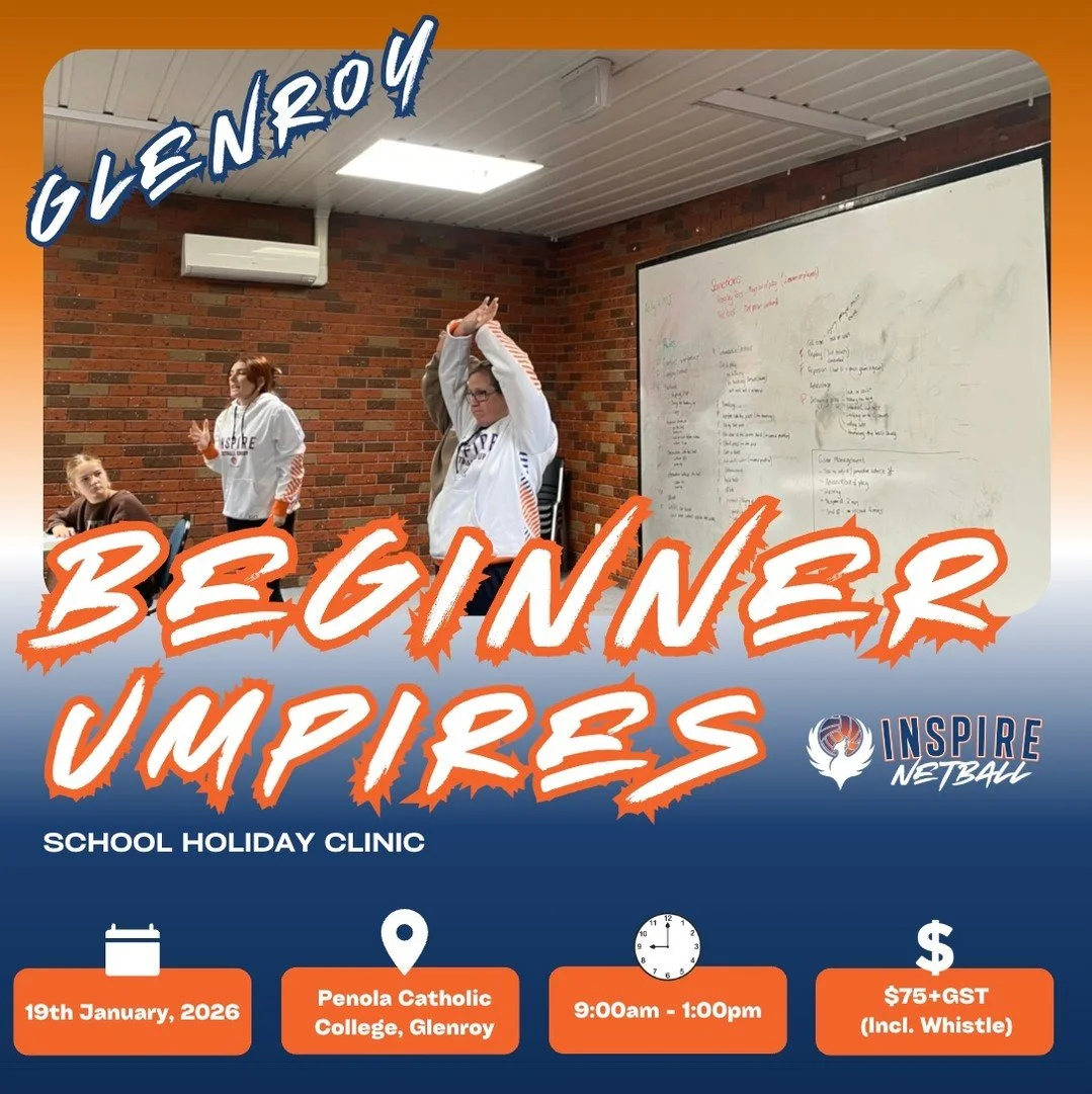 📣 Calling all aspiring umpires!

Join our Beginner Umpire School Holiday Clinic for ages 12+ on Monday 19 January 2026 at Penola Catholic College, Glenroy (9:00am ‑ 1:00pm).

Build your rule knowledge, try on‑court umpiring and leave with your own c