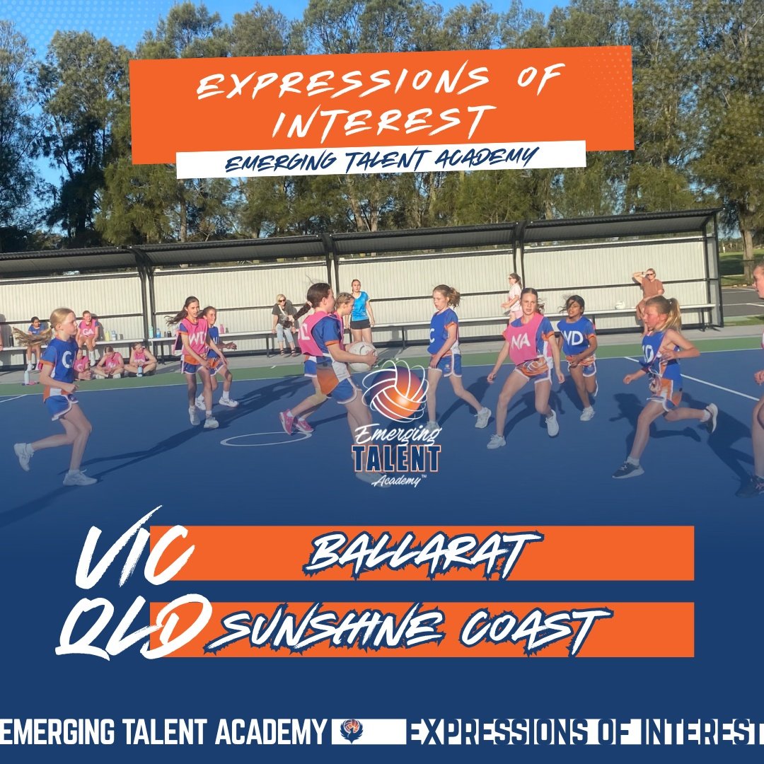 EXPRESSIONS OF INTEREST - Emerging Talent Academy

We are currently taking expressions of interest from aspiring young netballers looking to enhance their netball skills and further support their netball pathways in the following regions:

🏐 𝗕𝗔𝗟?