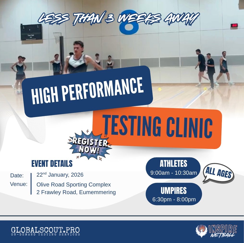 LESS THAN 3 WEEKS AWAY... REGISTER NOW!

Calling 𝗔𝗧𝗛𝗟𝗘𝗧𝗘𝗦 and 𝗨𝗠𝗣𝗜𝗥𝗘𝗦 of 𝗔𝗟𝗟 𝗔𝗚𝗘𝗦 for our upcoming 𝘏𝘪𝘨𝘩 𝘗𝘦𝘳𝘧𝘰𝘳𝘮𝘢𝘯𝘤𝘦 𝘛𝘦𝘴𝘵𝘪𝘯𝘨 𝘊𝘭𝘪𝘯𝘪𝘤.

🔥 Want to level up your performance? 🔥 EXCLUSIVE 25 places availa