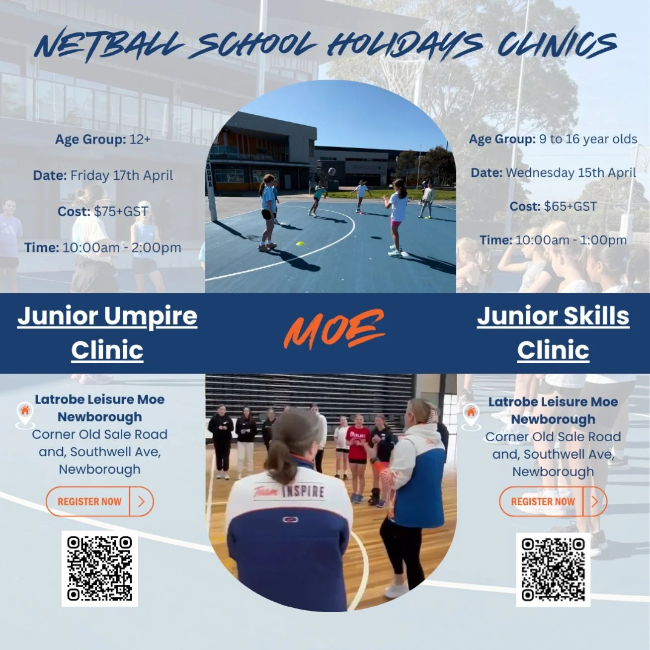 𝗠𝗼𝗲 𝗨𝗽𝗰𝗼𝗺𝗶𝗻𝗴 𝗘𝘃𝗲𝗻𝘁𝘀 🔥

SPECIAL OFFER: Develop your game on and off the court &ndash; book both clinics for just $110 (usually $140) ✨

𝗝𝘂𝗻𝗶𝗼𝗿 𝗦𝗰𝗵𝗼𝗼𝗹 𝗛𝗼𝗹𝗶𝗱𝗮𝘆 𝗦𝗸𝗶𝗹𝗹𝘀 𝗖𝗹𝗶𝗻𝗶𝗰
🏐 9 to 15 year olds
🗓 15 Apr