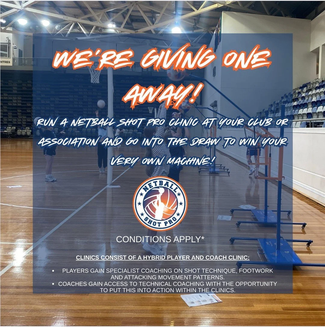🚨 CALLING ALL CLUBS &amp; ASSOCIATION 🚨

🏐 𝗪𝗜𝗡 𝗮 𝗡𝗲𝘁𝗯𝗮𝗹𝗹 𝗦𝗵𝗼𝘁 𝗣𝗿𝗼 𝗠𝗮𝗰𝗵𝗶𝗻𝗲
Host a Netball Shot Pro clinic and go in the draw to win your very own machine!
𝘝𝘐𝘊 𝘰𝘯𝘭𝘺. 𝘛&amp;𝘊𝘴 𝘢𝘱𝘱𝘭𝘺.

📩 Email admin@inspirenetb