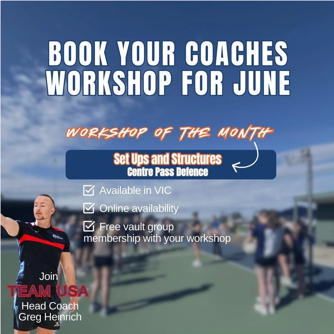 🏐✨ Calling all Clubs and Associations ✨🏐

𝗪𝗼𝗿𝗸𝘀𝗵𝗼𝗽 𝗼𝗳 𝘁𝗵𝗲 𝗠𝗼𝗻𝘁𝗵: Set Ups &amp; Structures &ndash; Centre Pass Defence 💫

Bookings for 𝗝𝗨𝗡𝗘 are now open! Join Greg, 𝗛𝗲𝗮𝗱 𝗖𝗼𝗮𝗰𝗵 𝗼𝗳 𝗧𝗲𝗮𝗺 𝗨𝗦𝗔, and learn how to un