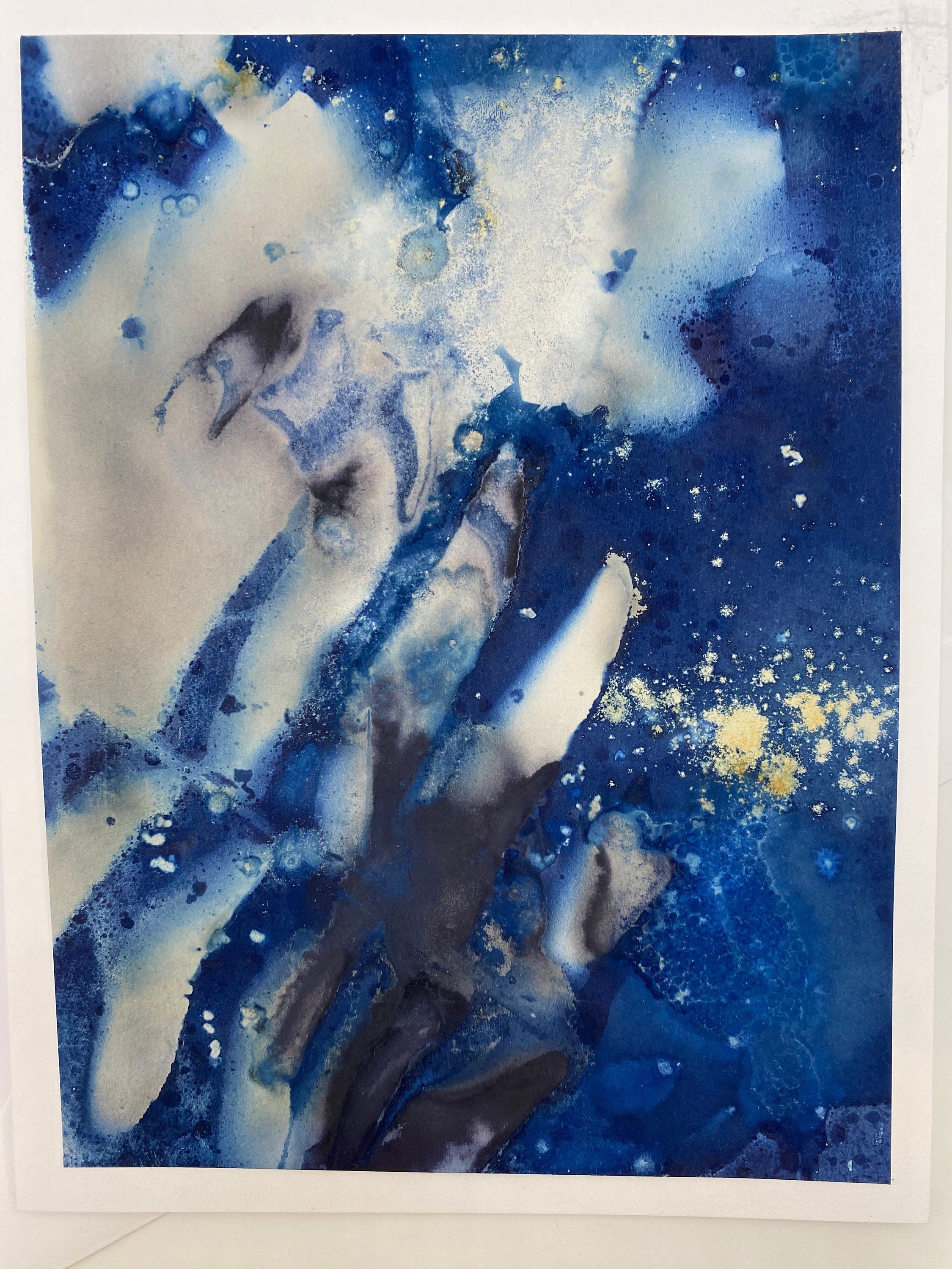Cyanotype Greeting Card - Cyanotype Abstract Alternative Cyanotype - Thank You Blank Cards Notecard - Boho Blue Cyanotype Print stationary