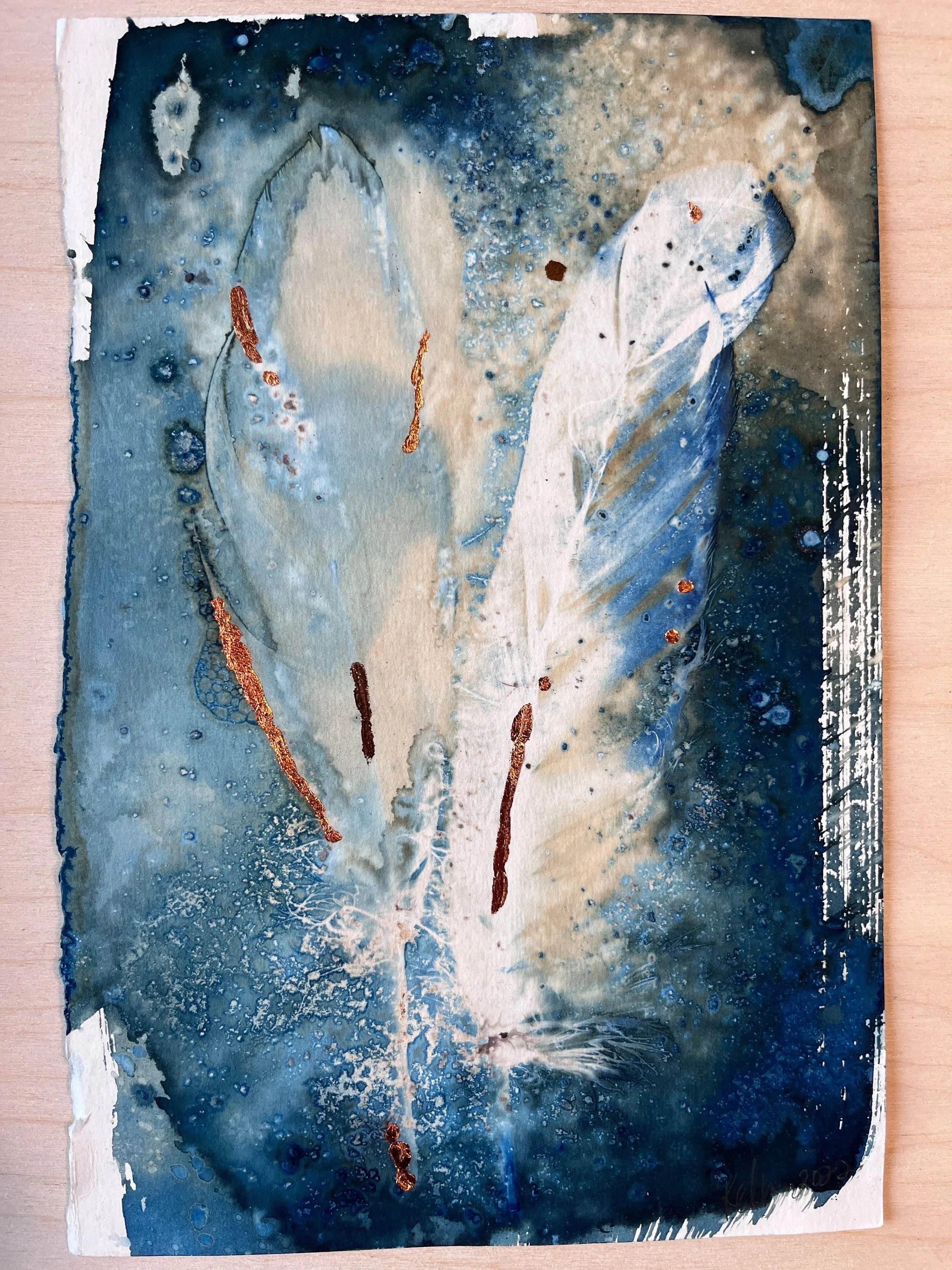 feather with copper - cy306 - SOLD