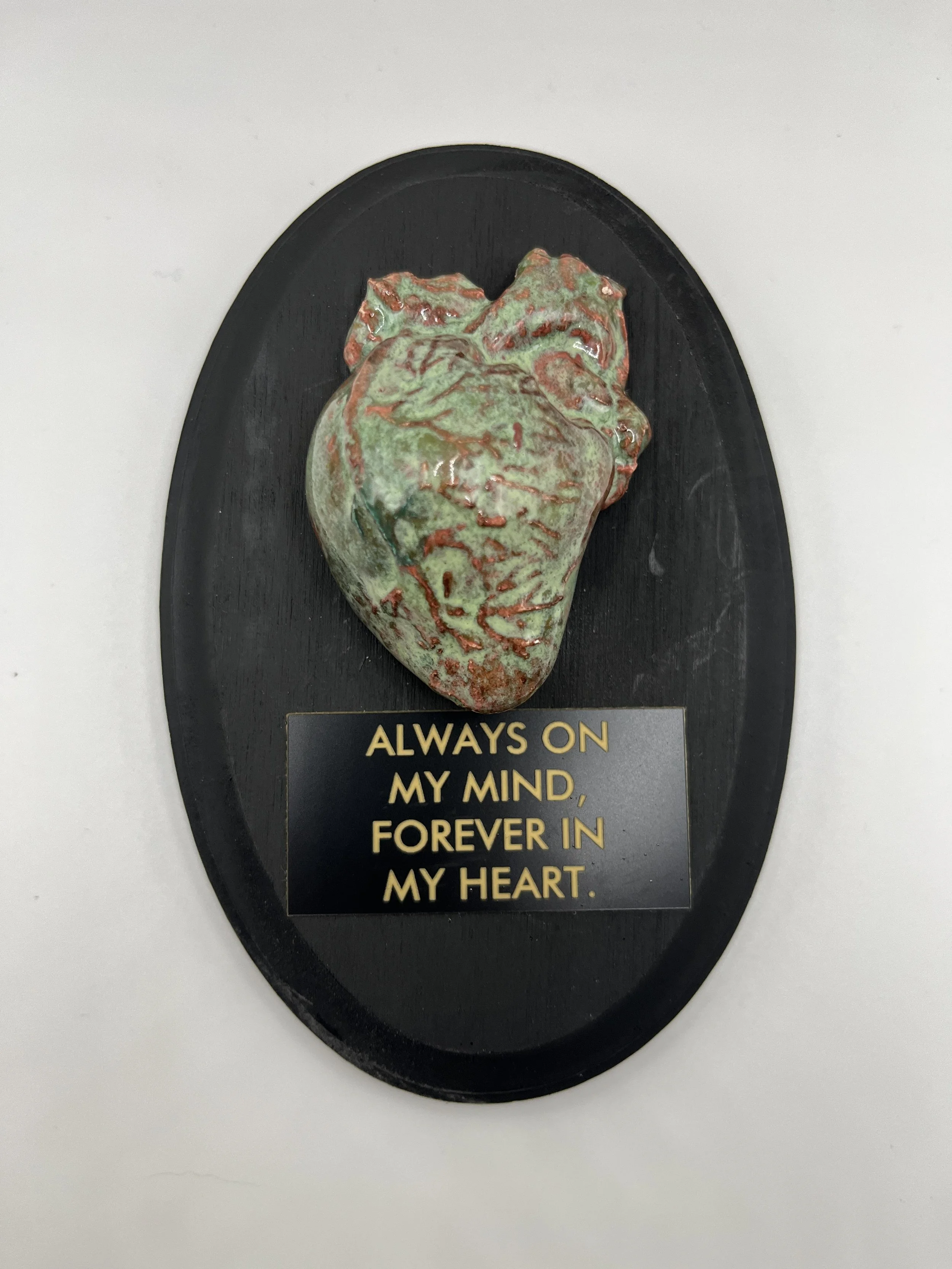 Gold Heart Art Trophy on Graffiti hearts and Black Wood Plaque (HE66)