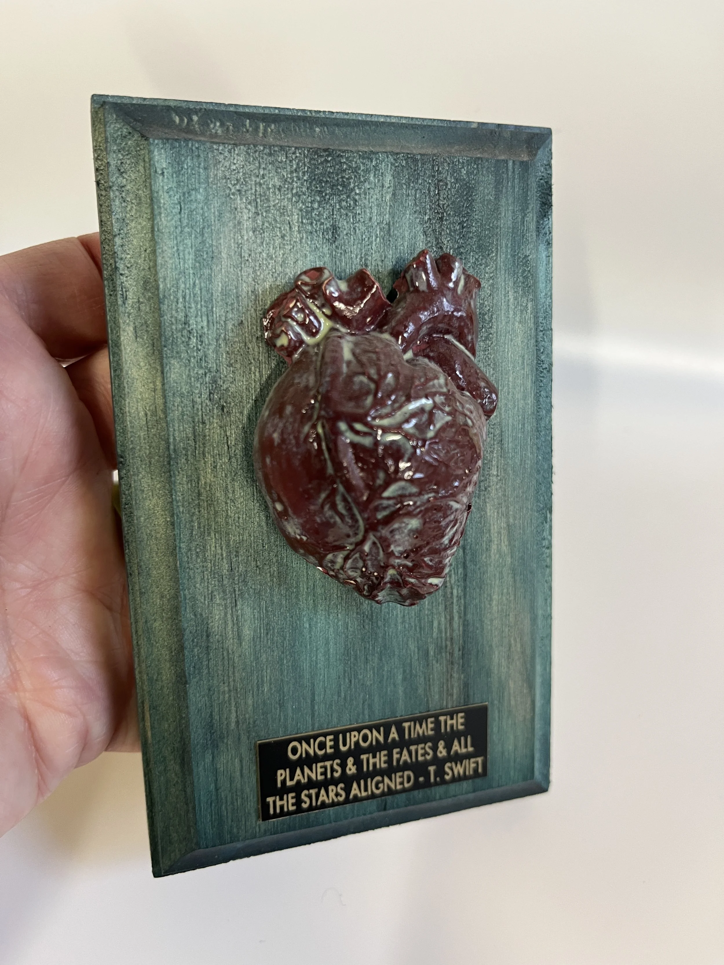 Swifty Quote Planets on Heart Trophy Art Wood Plaque | Anatomy Heart