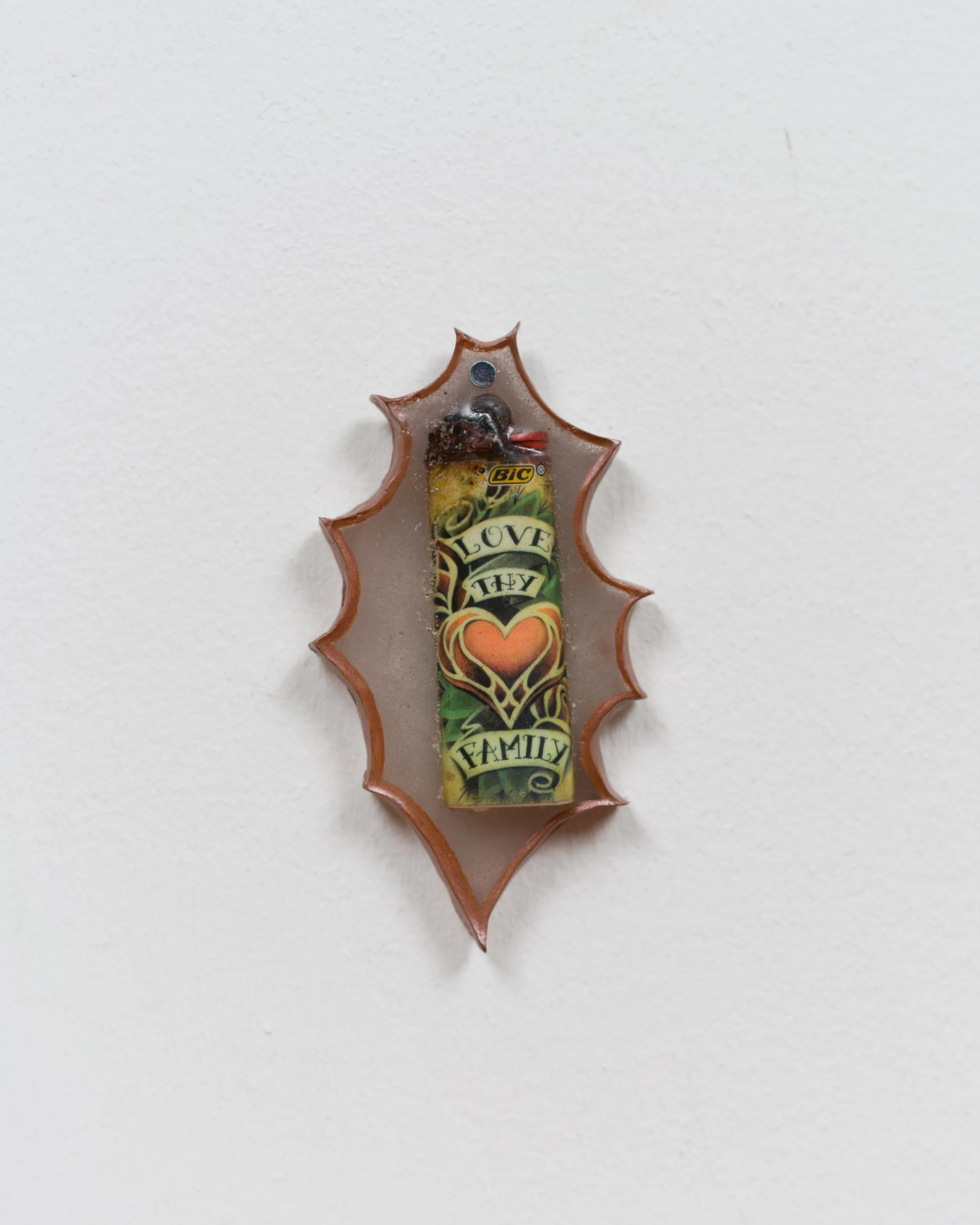 Love Thy Family, 2025, Found Lighter, Resin, Acrylic Paint 3 x 6 in.