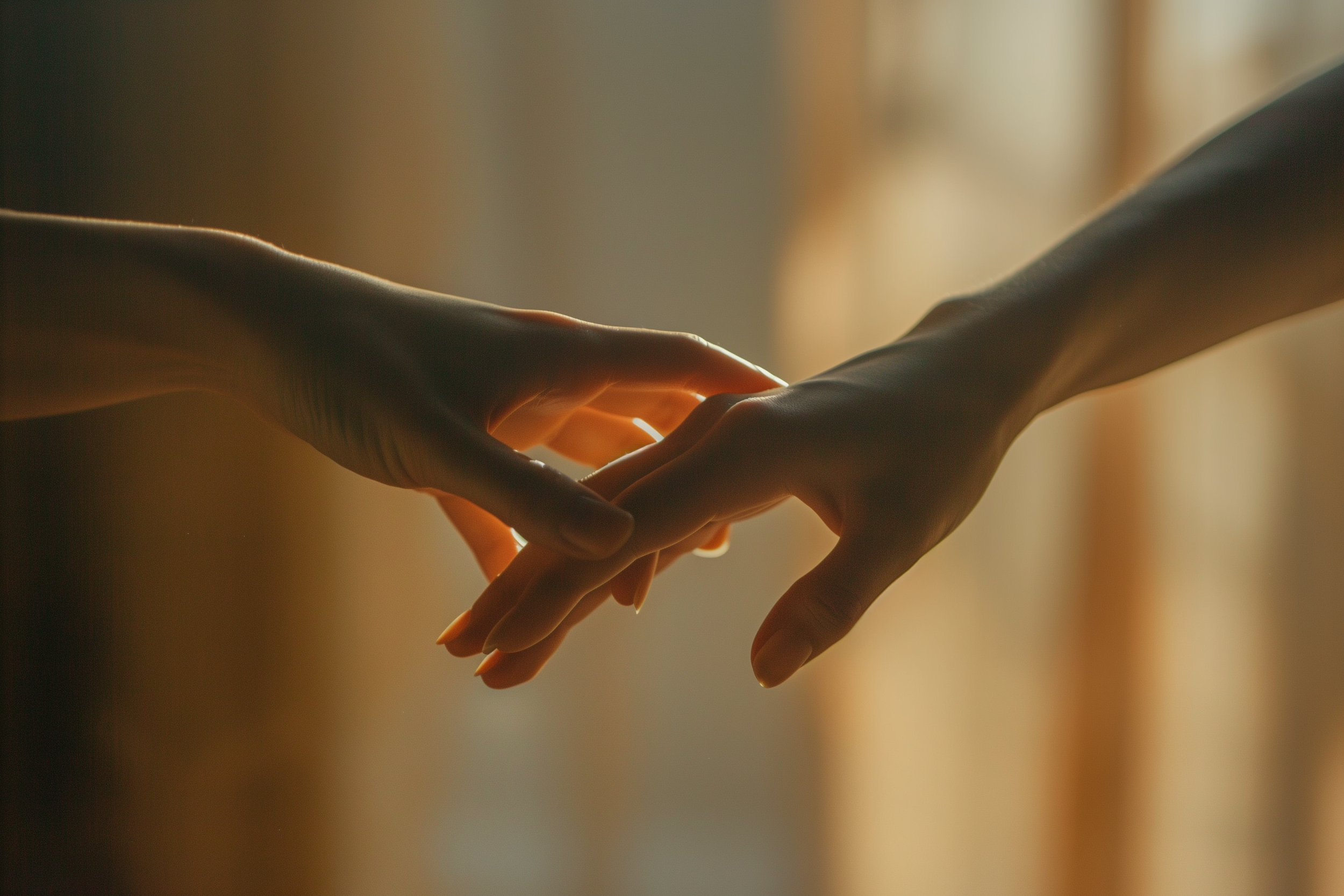 Close up of hands touching to represent intimacy exercises for couples and physical connection.