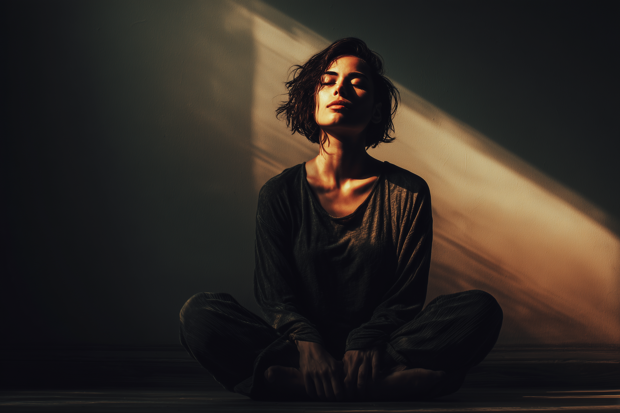 person practicing mindfulness and body awareness as part of psychedelic integration after therapy