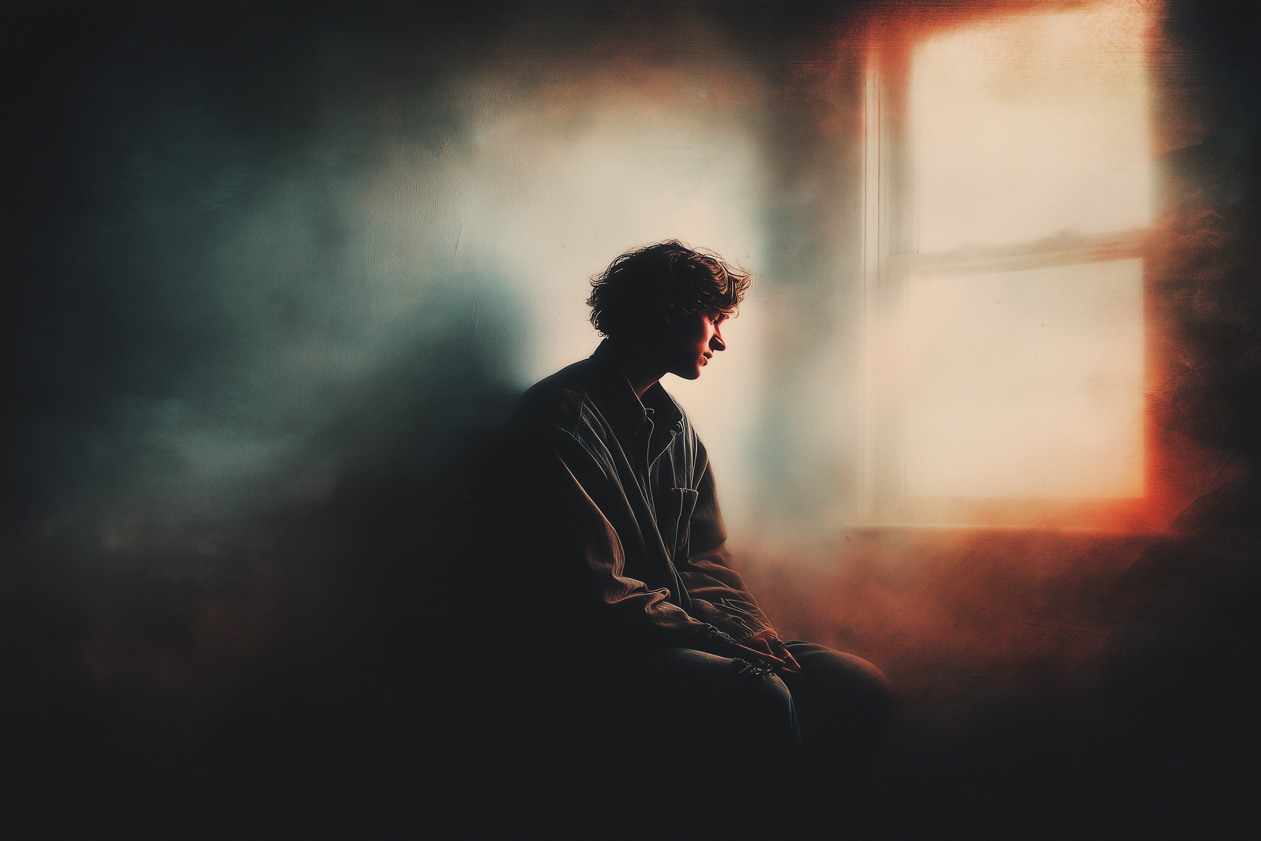 person sitting alone in dim light reflecting on psychedelic therapy experience and trauma overwhelm
