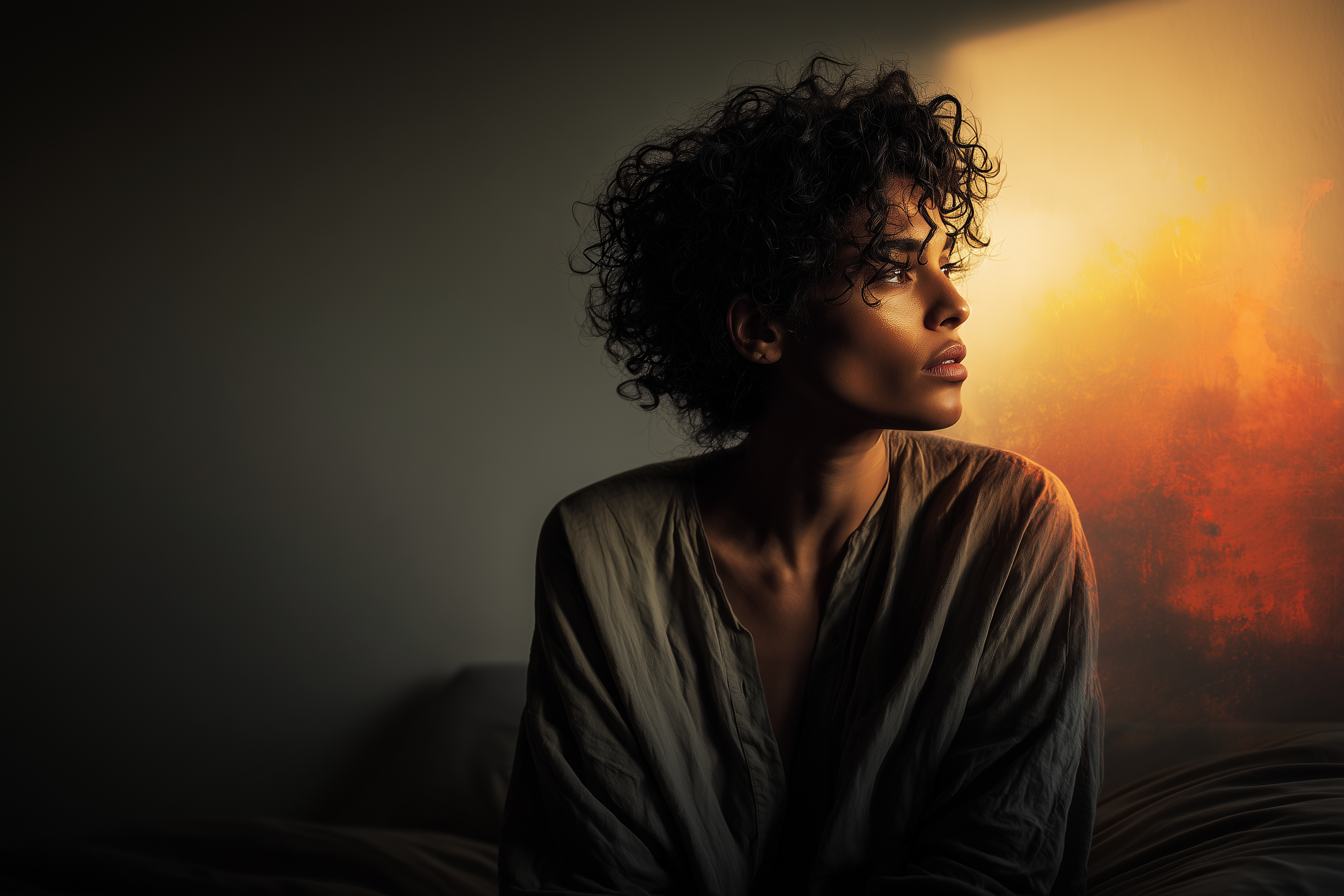 person reflecting after psychedelic experience representing psychedelic integration and emotional processing