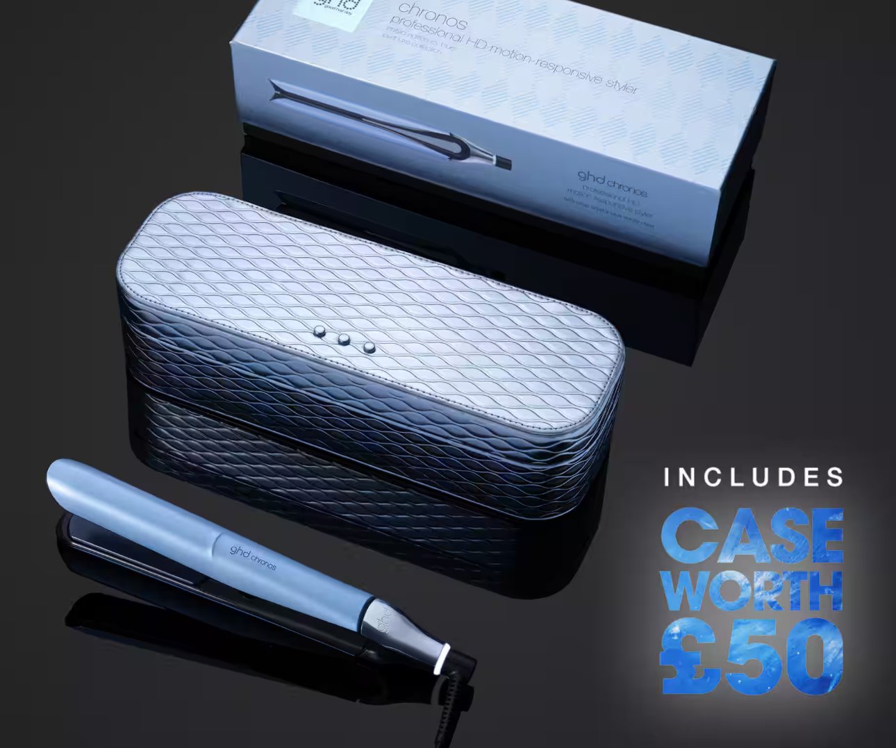 GHD Chronos hair straightener in icy blue
