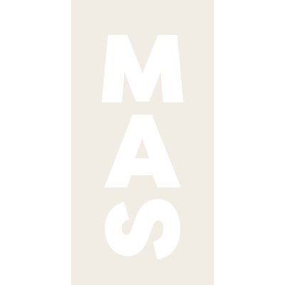 The word "MASS" written vertically in bold black letters on a light background.