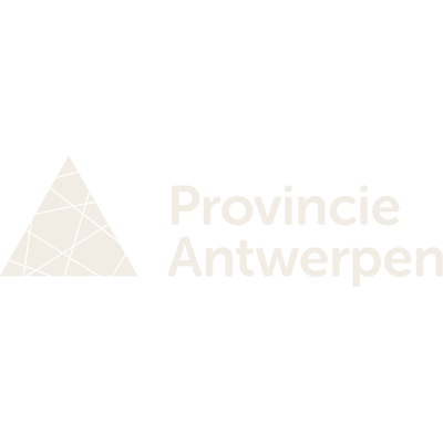 Logo of Provincie Antwerpen featuring a stylized triangular mountain or arrow icon with text.